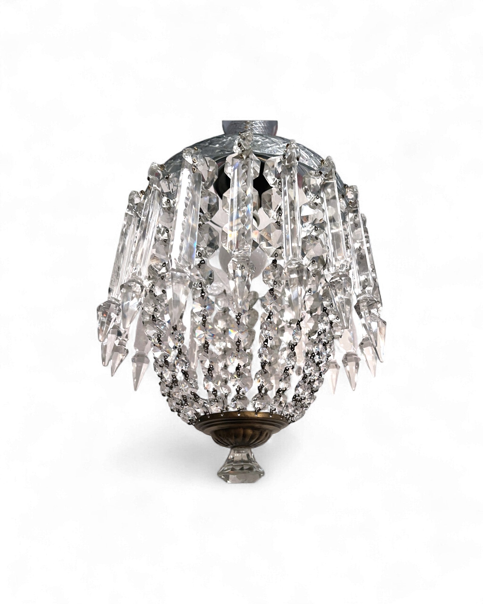 1960s Vintage Crystal Basket Chandelier