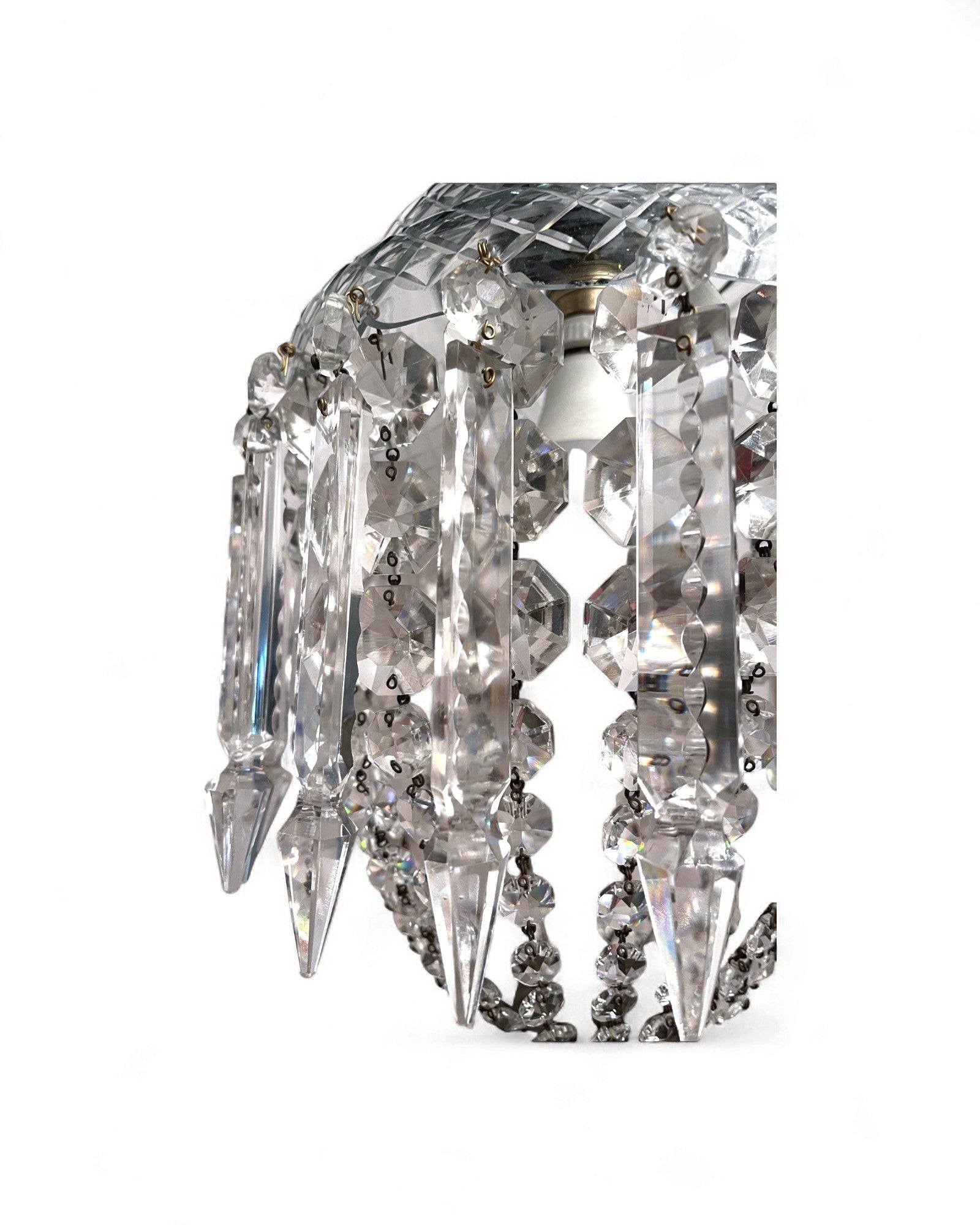 1960s Vintage Crystal Basket Chandelier