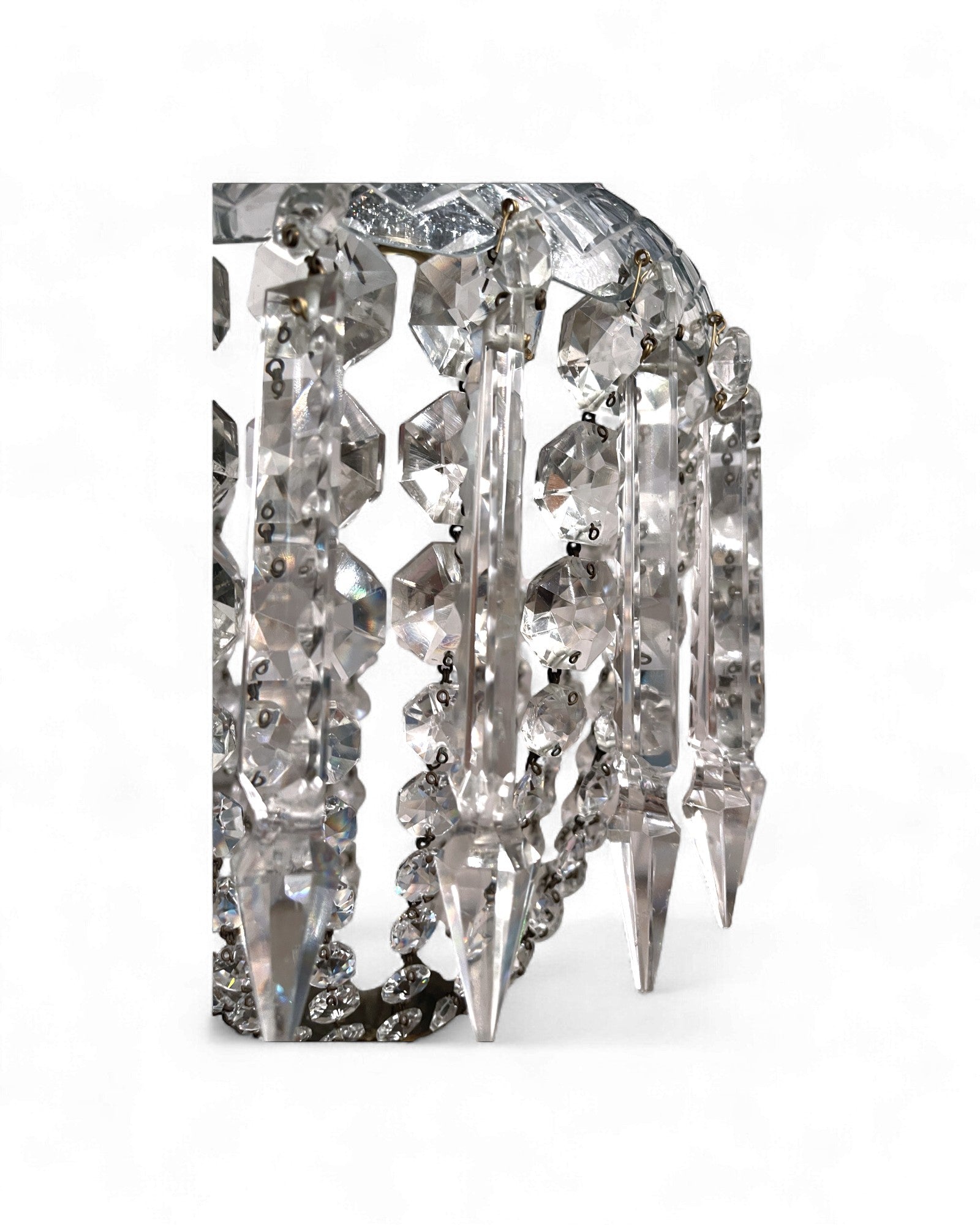 1960s Vintage Crystal Basket Chandelier