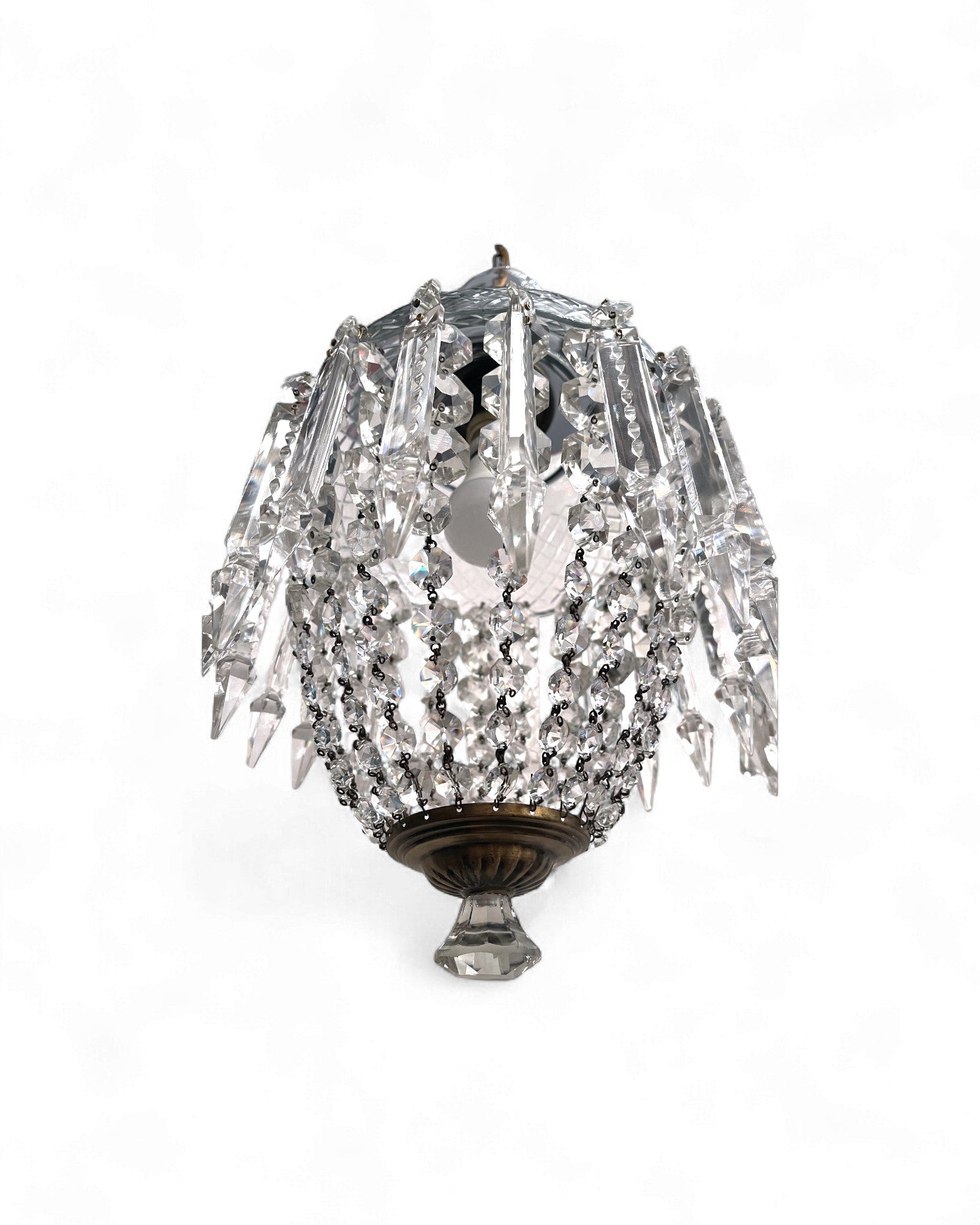 1960s Vintage Crystal Basket Chandelier