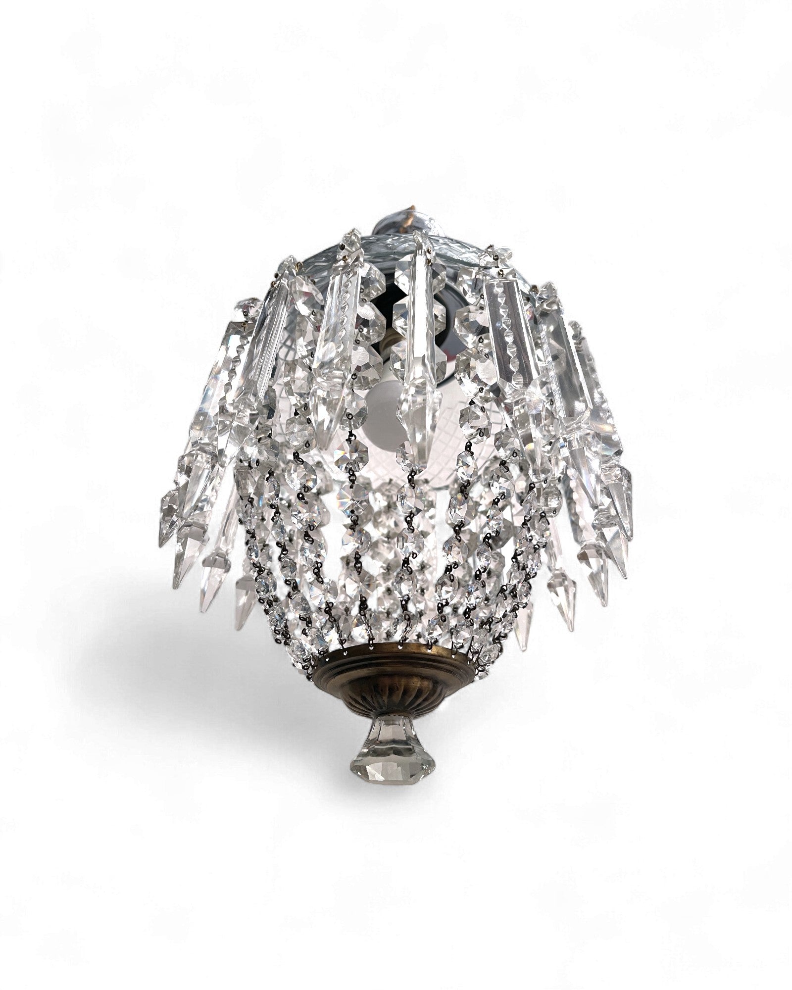 1960s Vintage Crystal Basket Chandelier