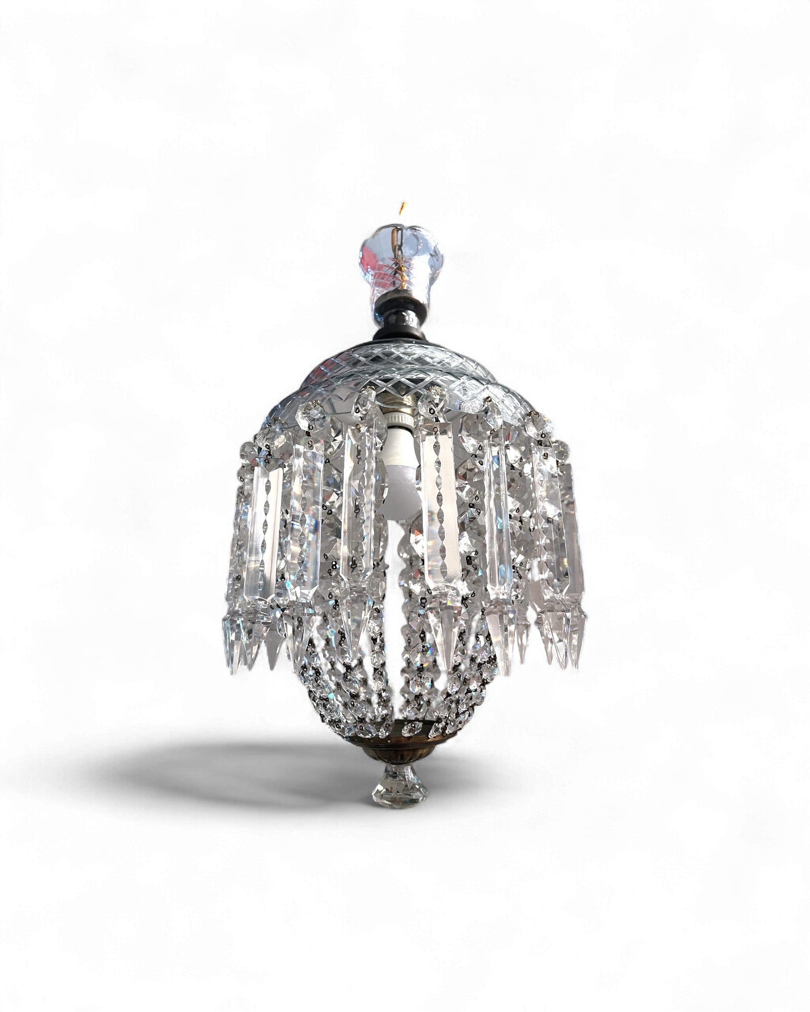 1960s Vintage Crystal Basket Chandelier
