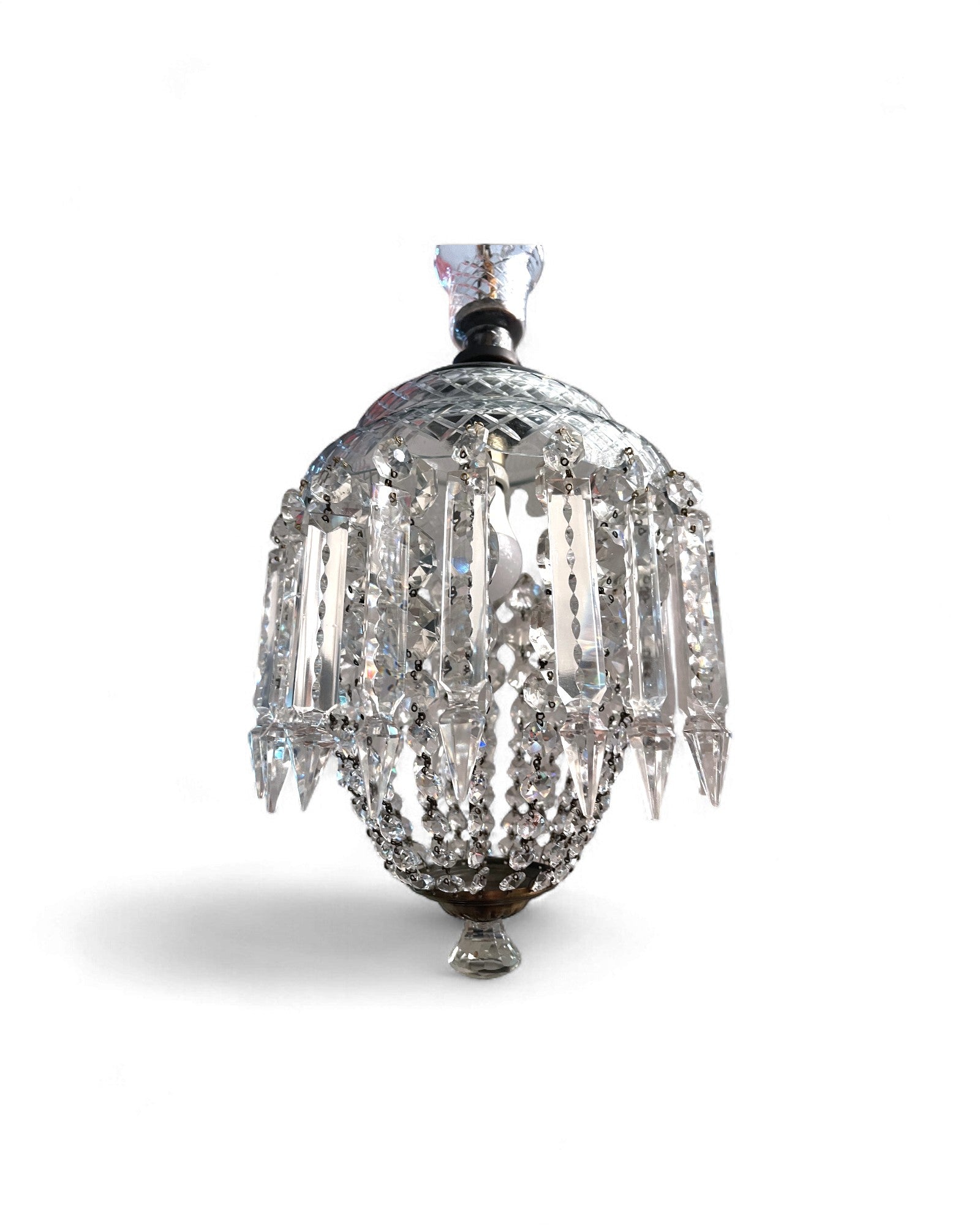1960s Vintage Crystal Basket Chandelier