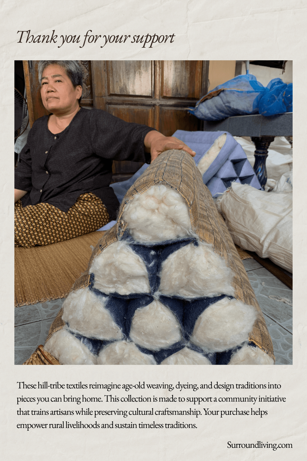 Chiang Mai Threads Lumbar Cushion - Light Blue - Surround Living - 5