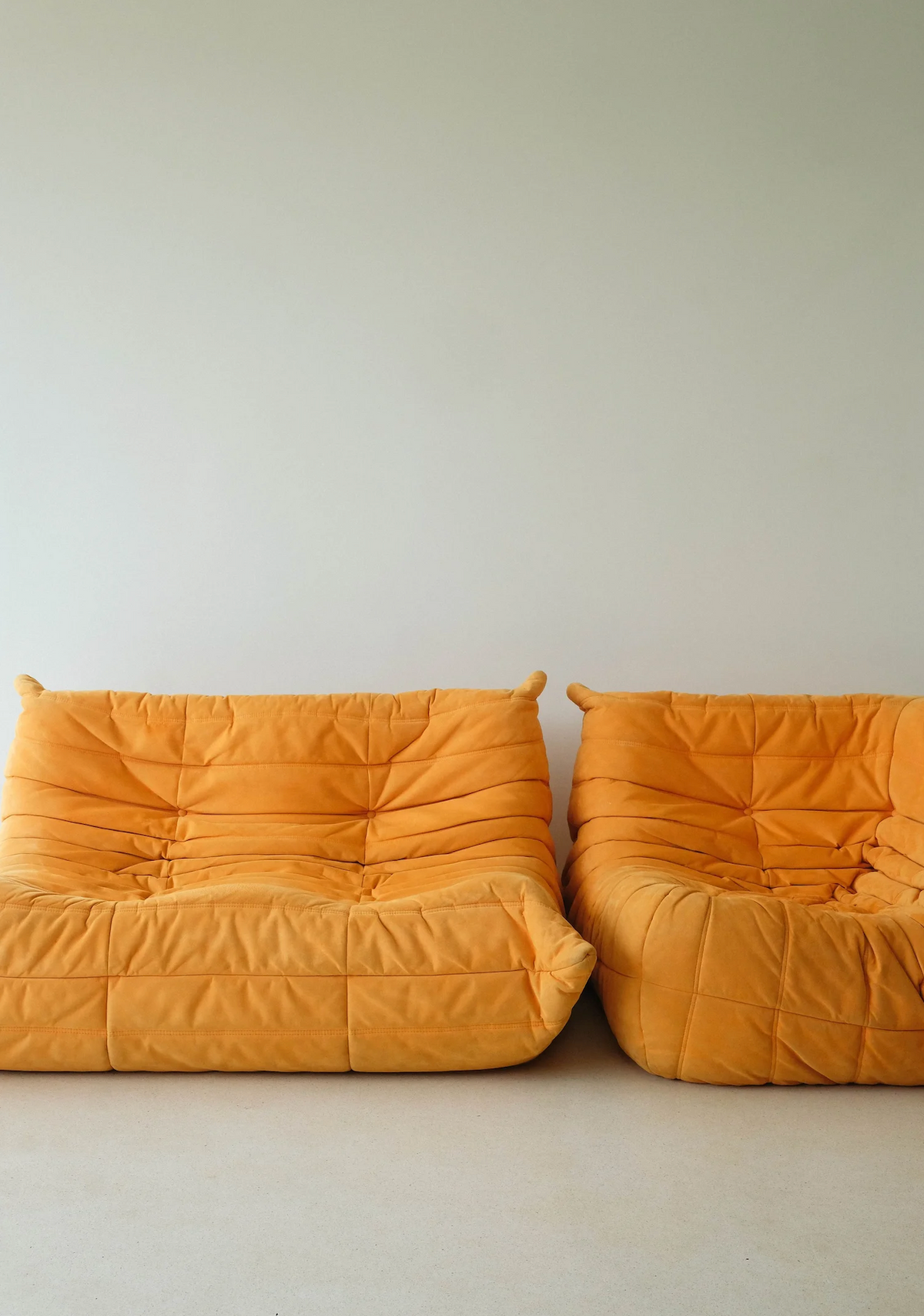 Togo Small Settee (2 Seaters) & Corner Seat in Yellow Alcantara, designed by Michel Ducaroy for Ligne Roset