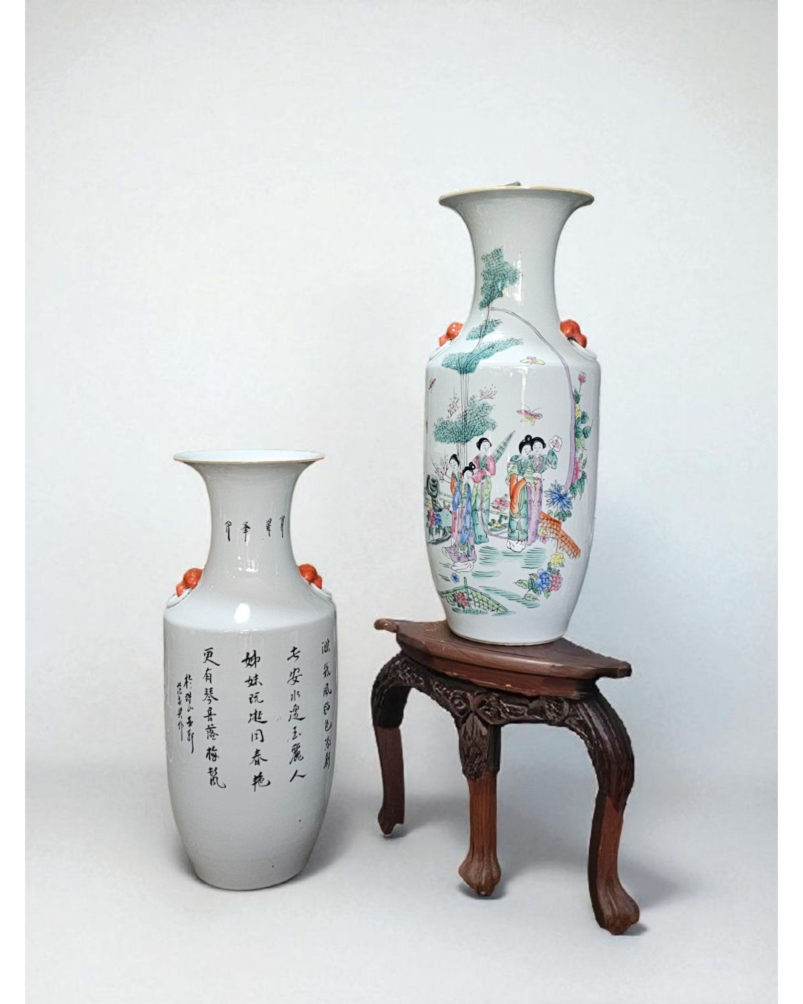 Chinese Famille Rose Porcelain Vases - Set of 2