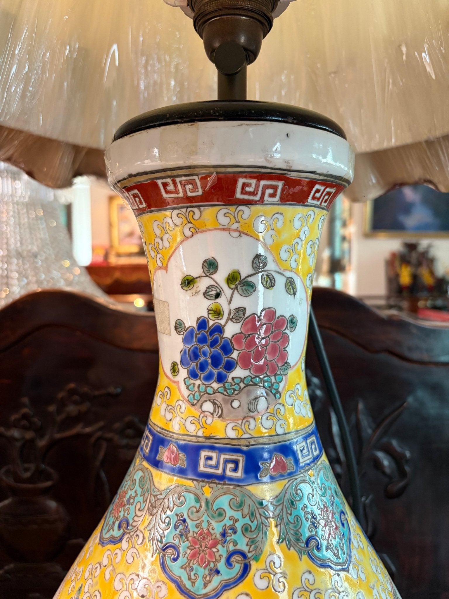 Porcelain Vase Table Lamp with Velvet Shades (Sold in Pairs) - Surround Living - 32