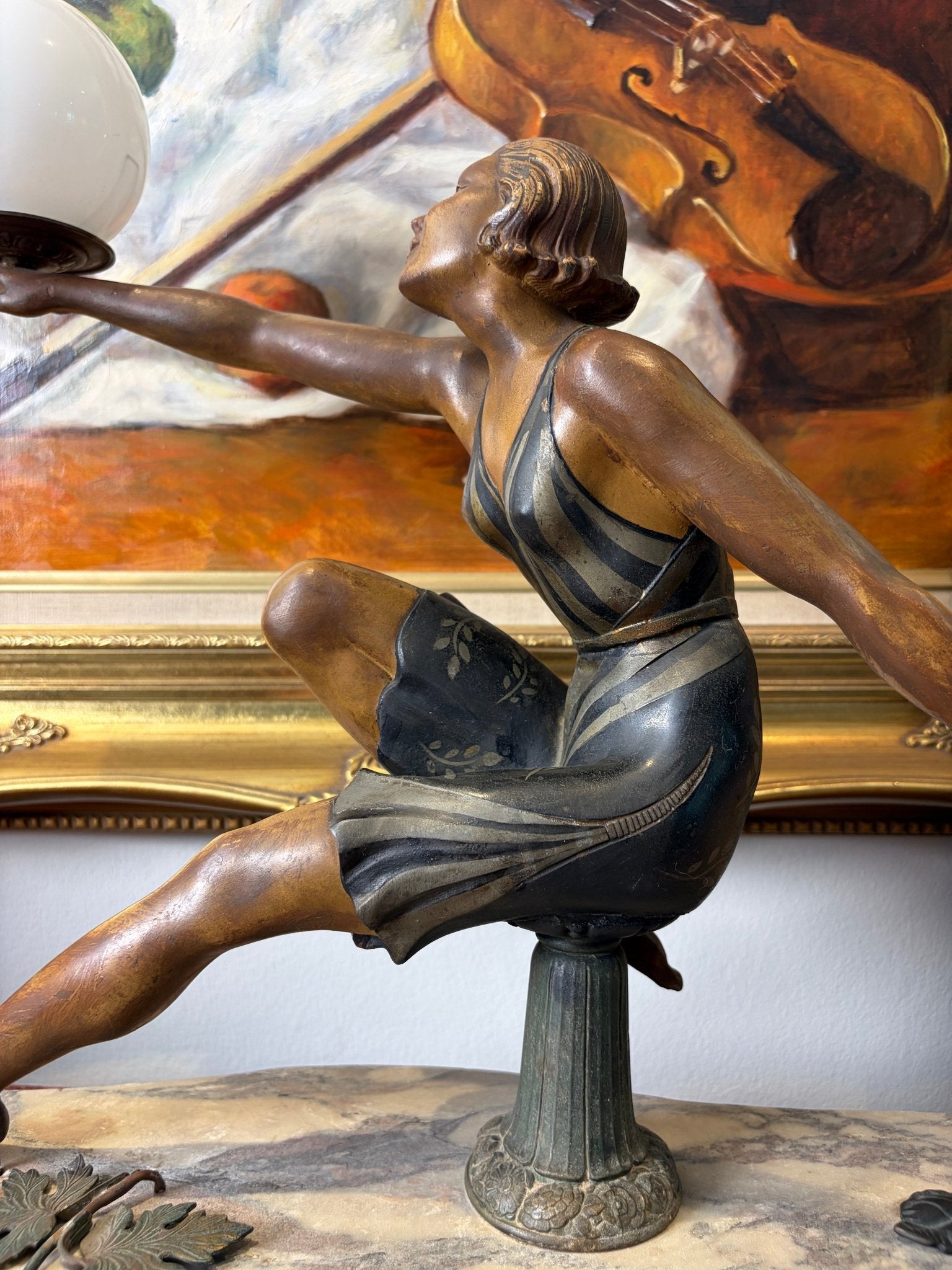 Art Deco Dancing Figure with Ball-Shaped Lamp - Surround Living - 15