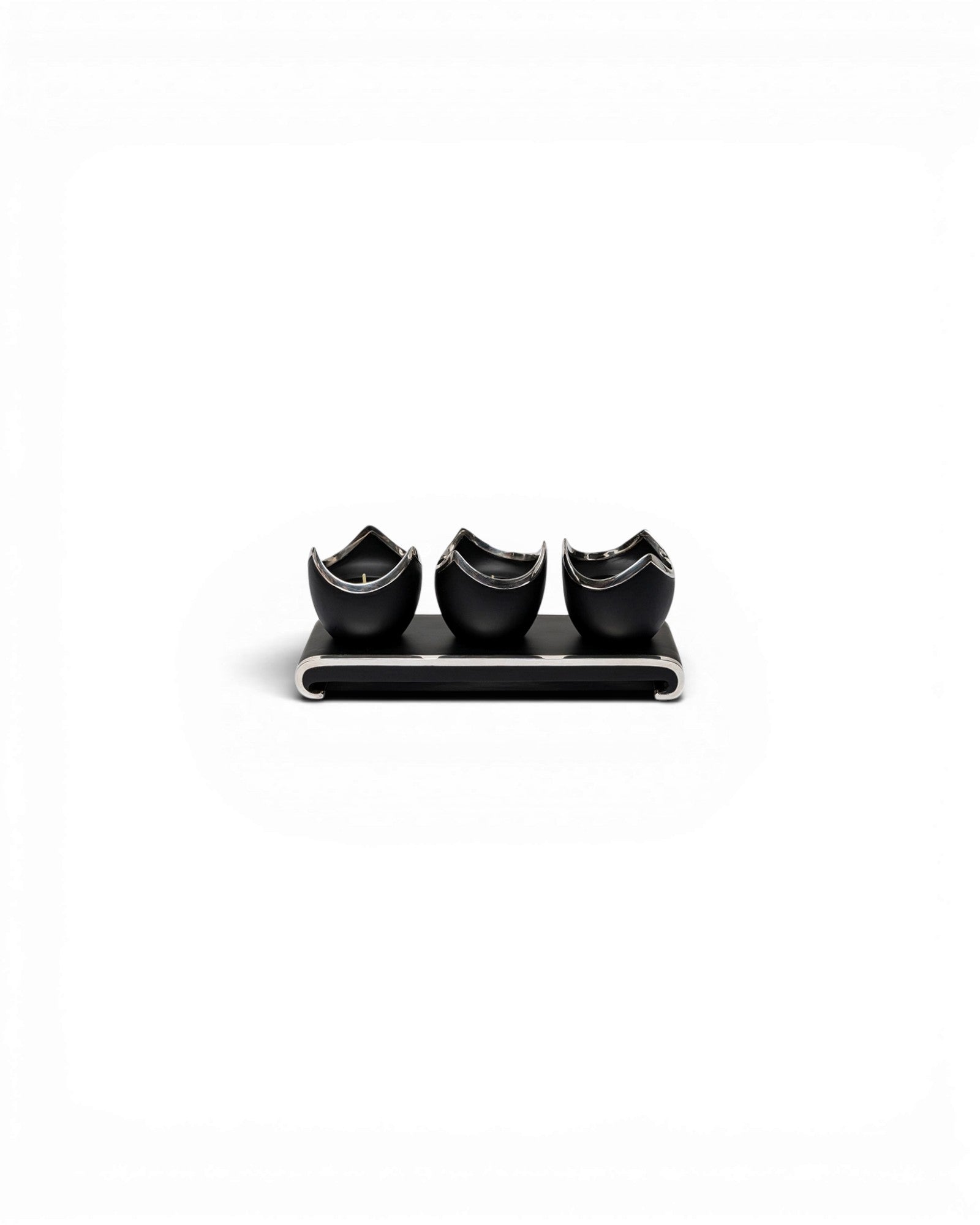 Black Ebony & Silver Tulips Candle Holder - Set of 3 - Surround Living - 1