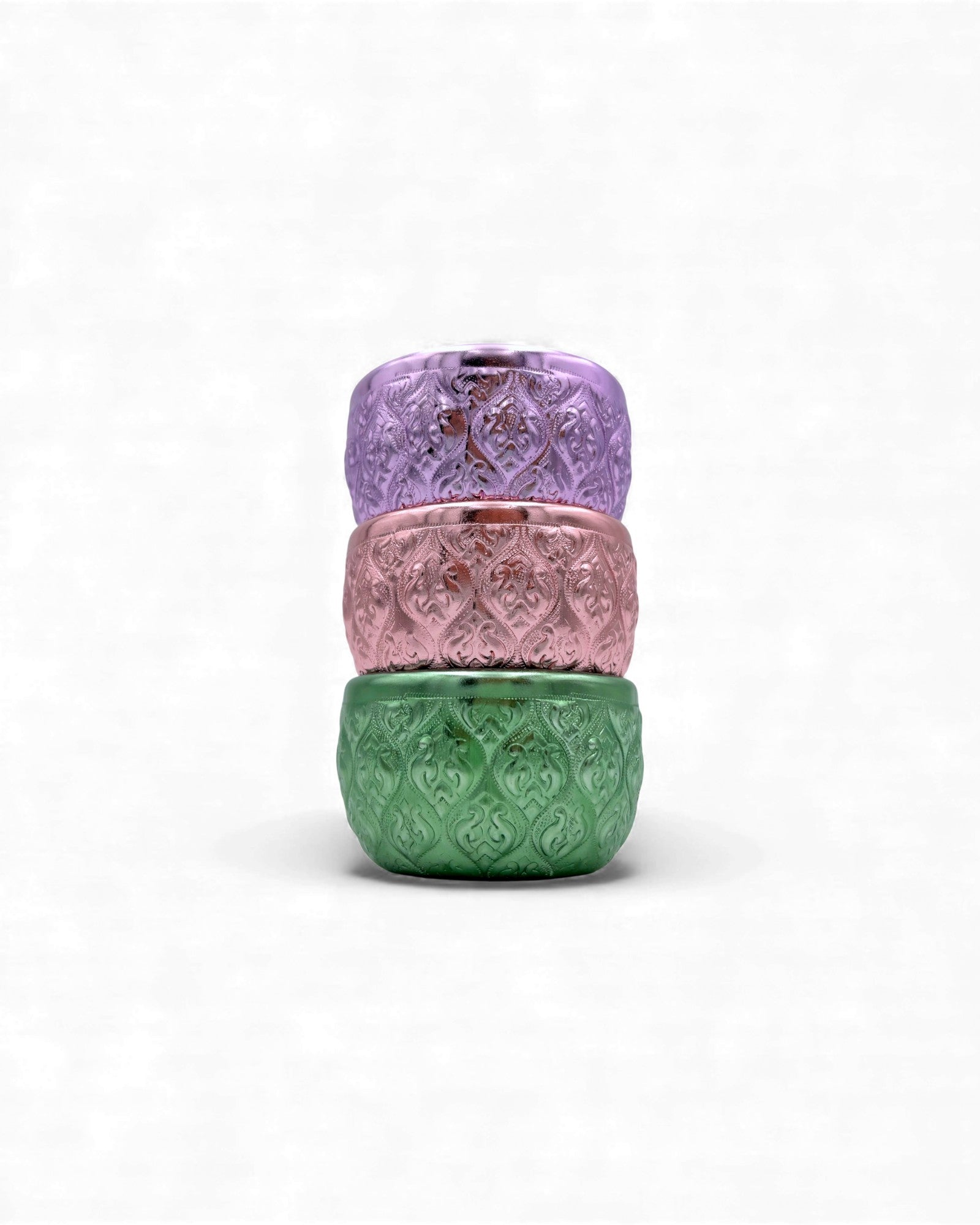 Pastel Embossed Thai-Embossed Aluminium Bowl (M) 22cm - Set of 3
