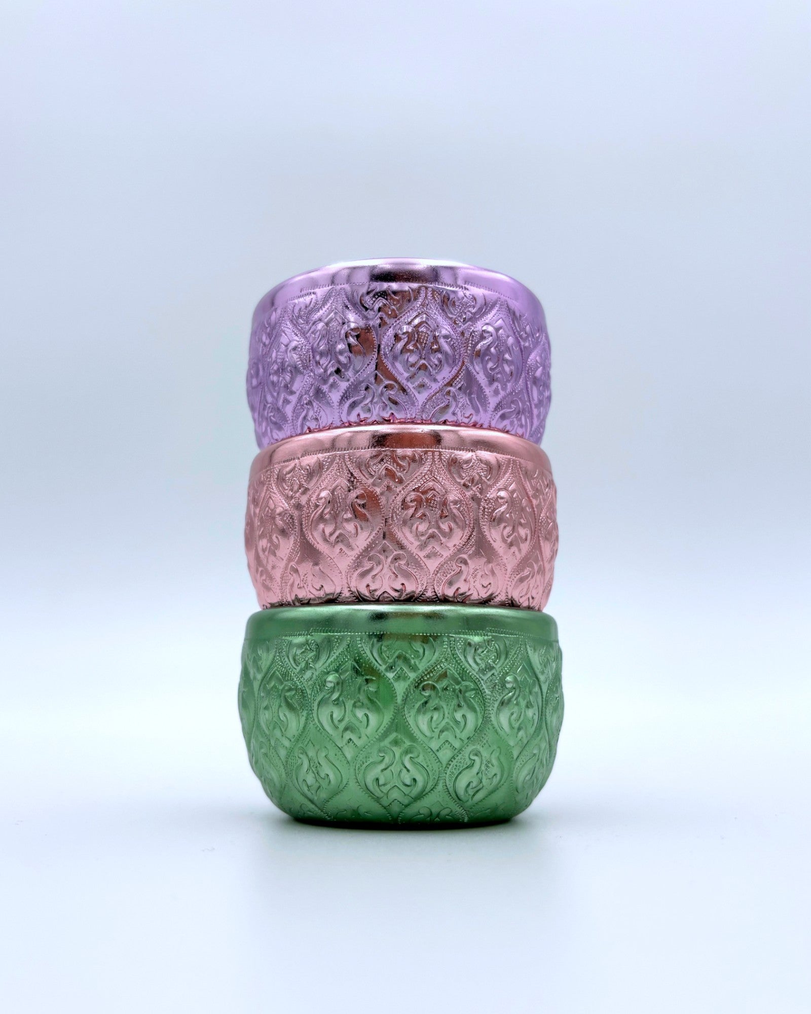Pastel Embossed Thai-Embossed Aluminium Bowl (M) 22cm - Set of 3