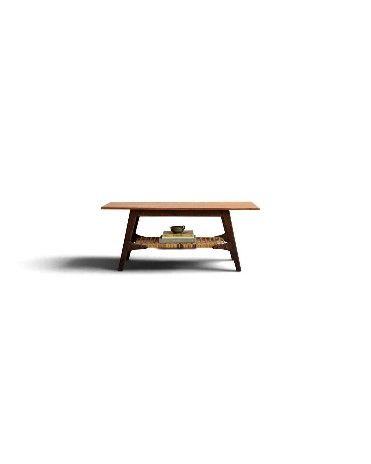 Teak Coffee Table with Cane Shelf - Surround Living - 1