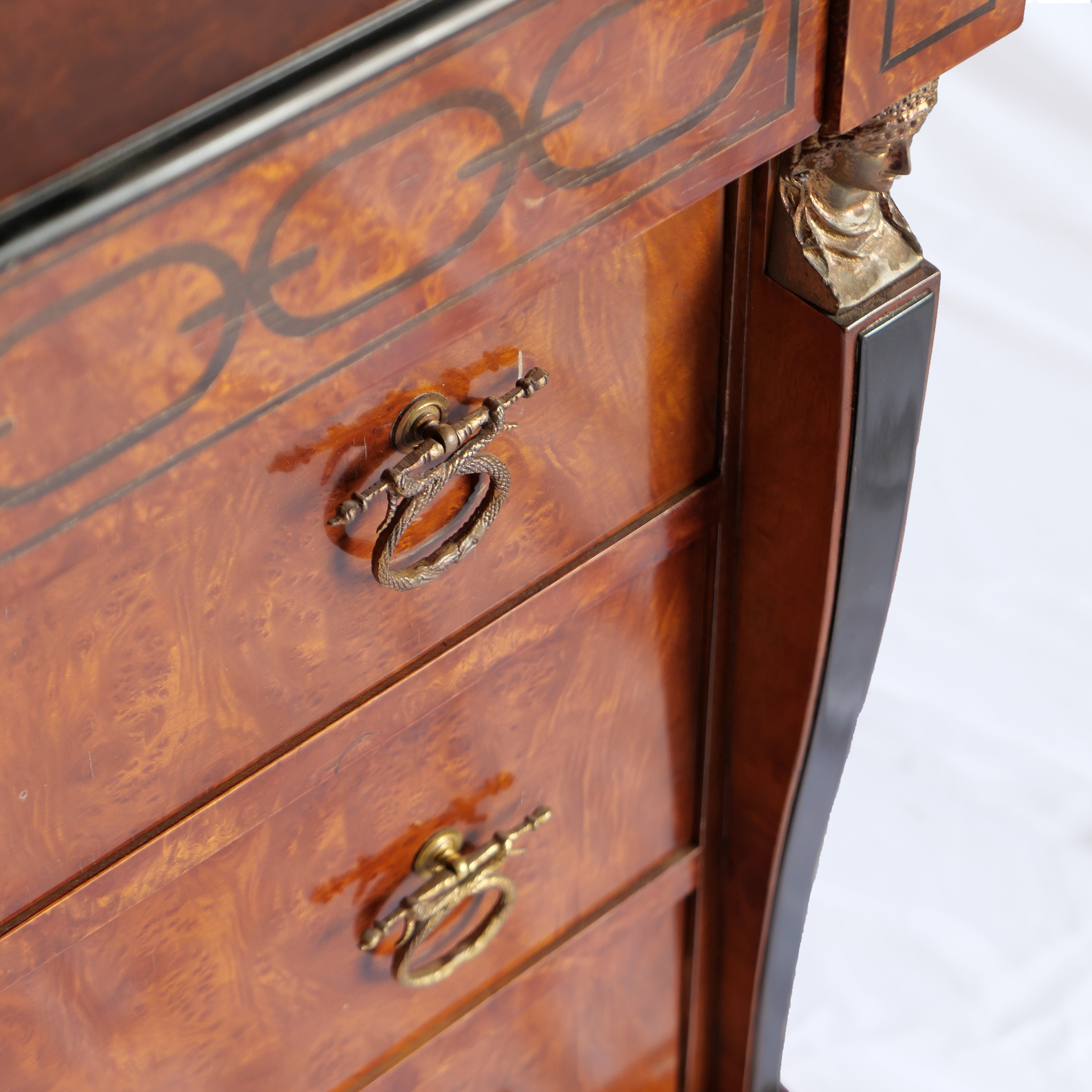Set of Empire Chest of Drawers & Side Tables - 1 Chest of Drawers & 2 Night Stands