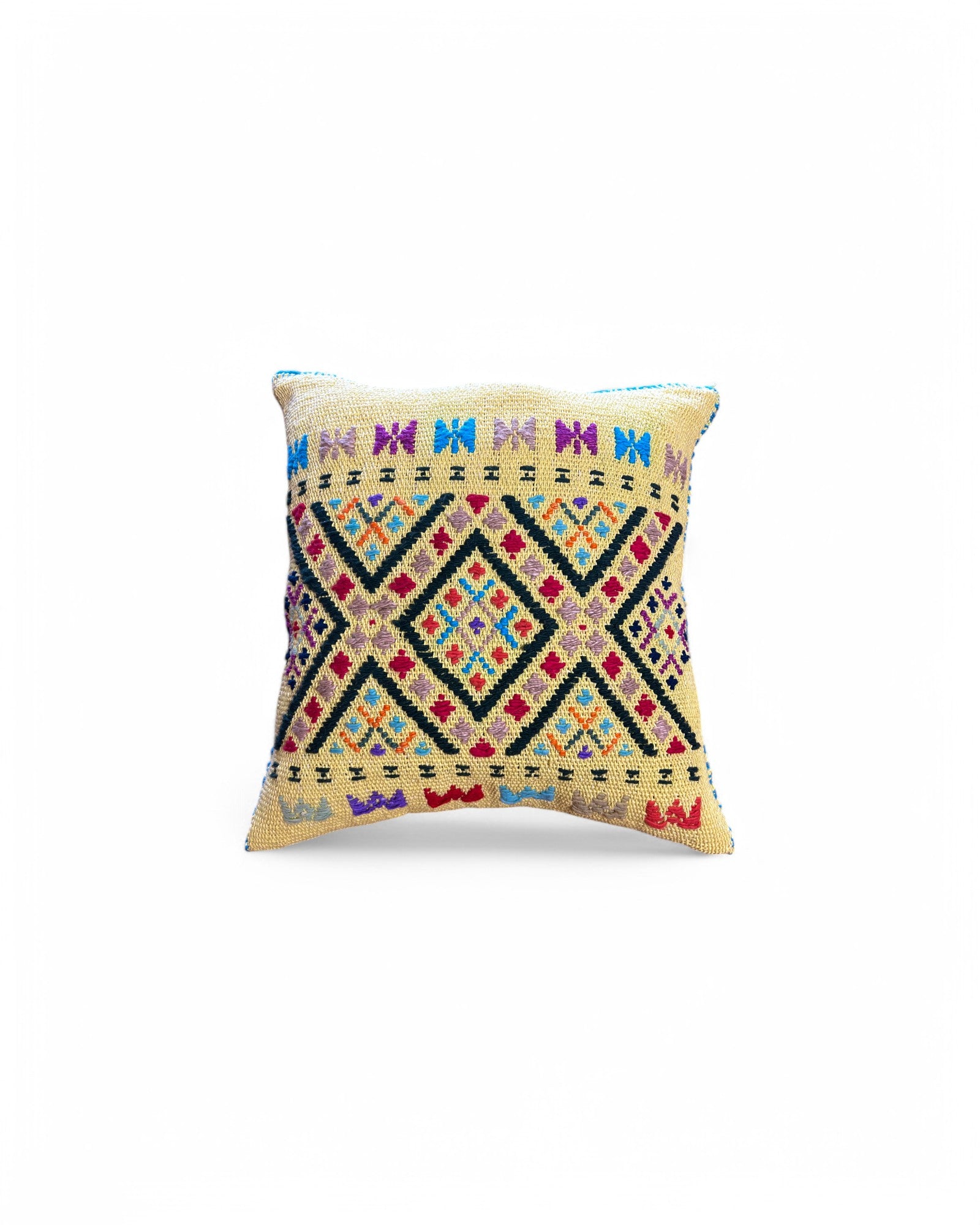 Handwoven Waist Loom Doi Tao Pillow - Yellow