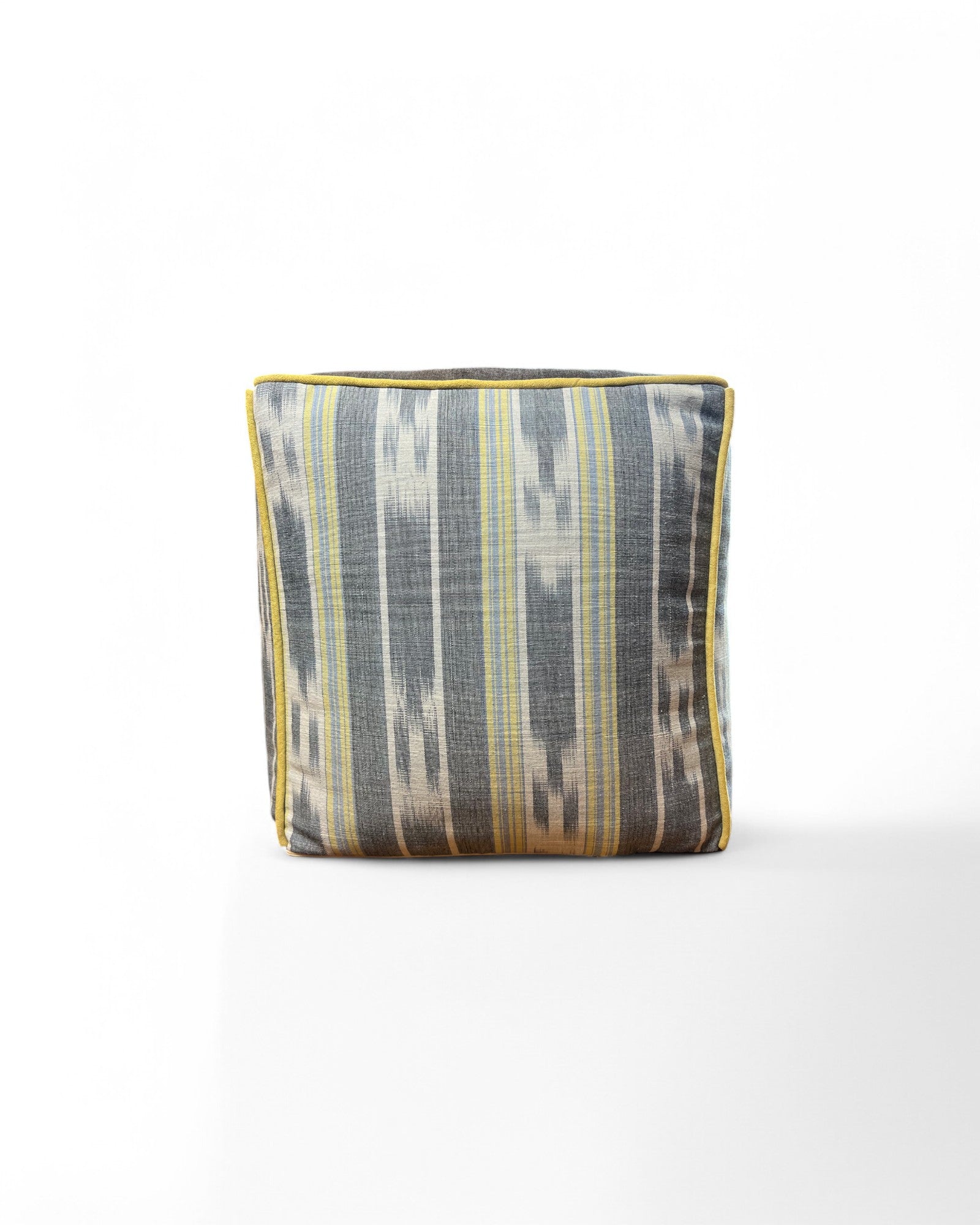 Square Bean Bag with Warp ikat handwoven cotton Tie Dye with Velvet Piping (S) - Blue