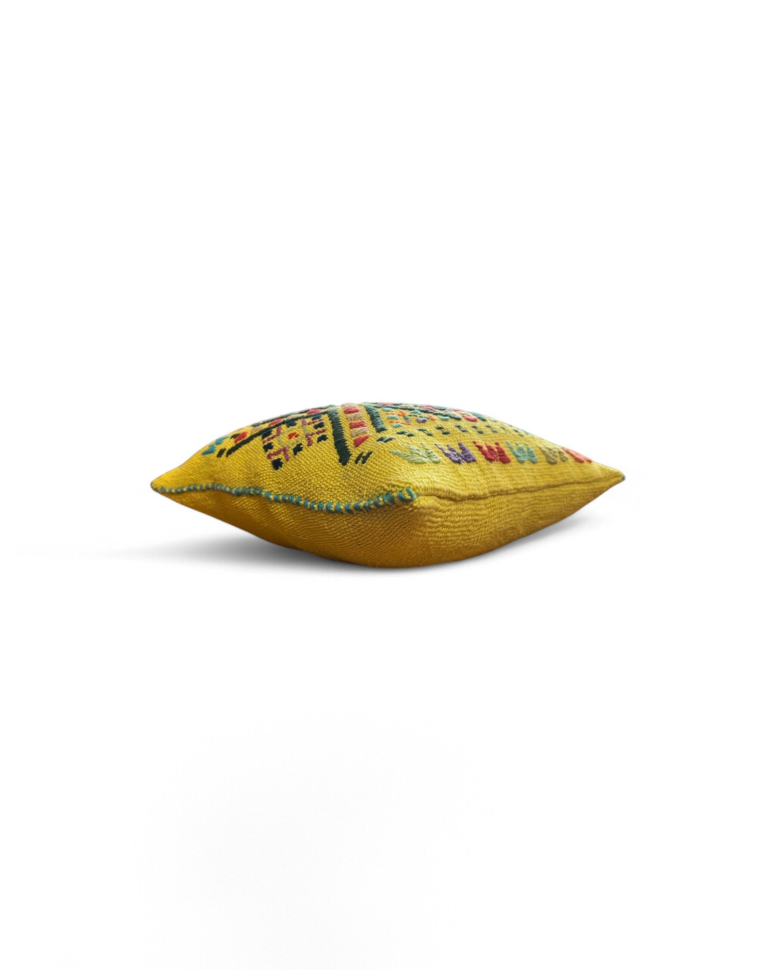 Handwoven Waist Loom Doi Tao Pillow - Yellow