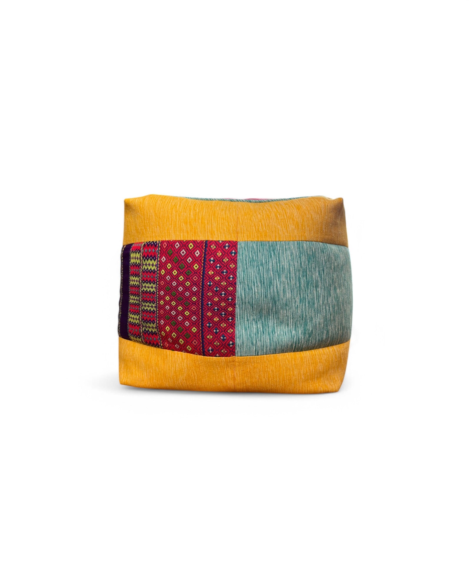Square Bean Bag with Karen Hilltribe Centrepiece handwoven cotton with Piping (M)