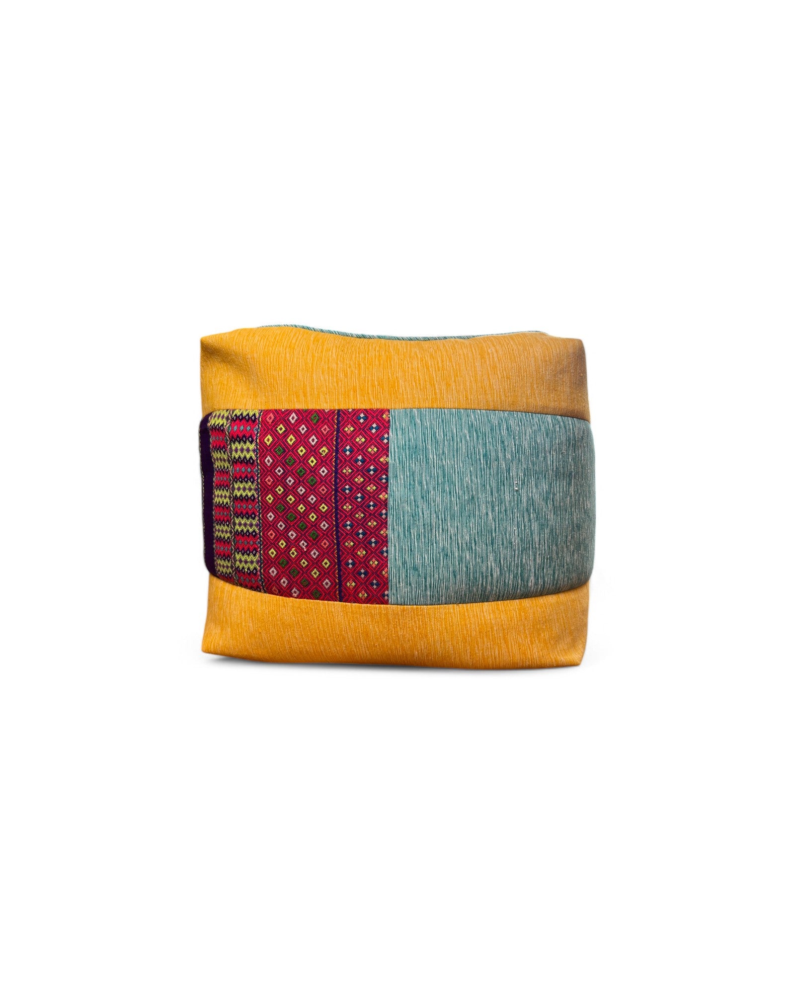 Square Bean Bag with Karen Hilltribe Centrepiece handwoven cotton with Piping (M)