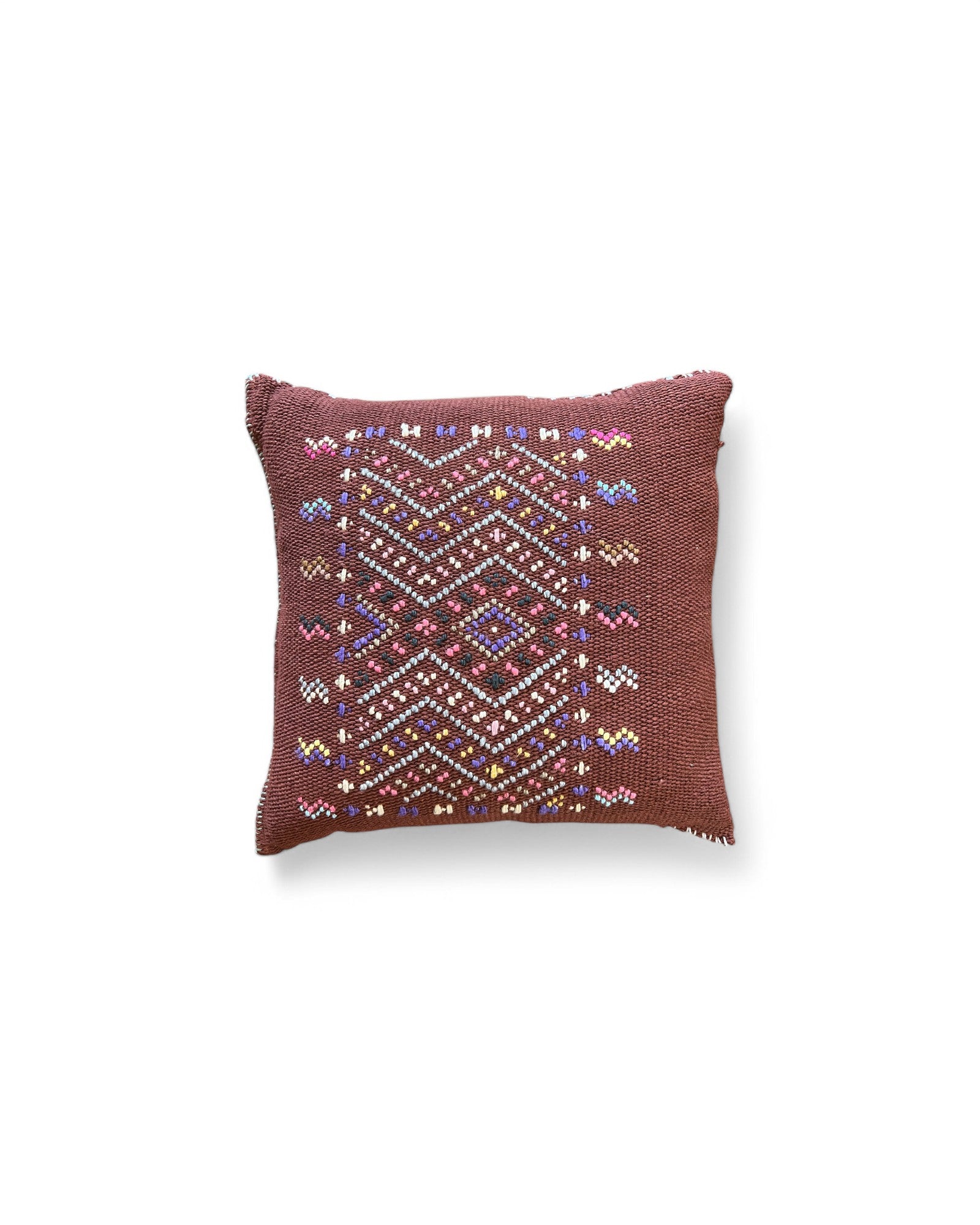 Handwoven Waist Loom Doi Tao Pillow - Brown