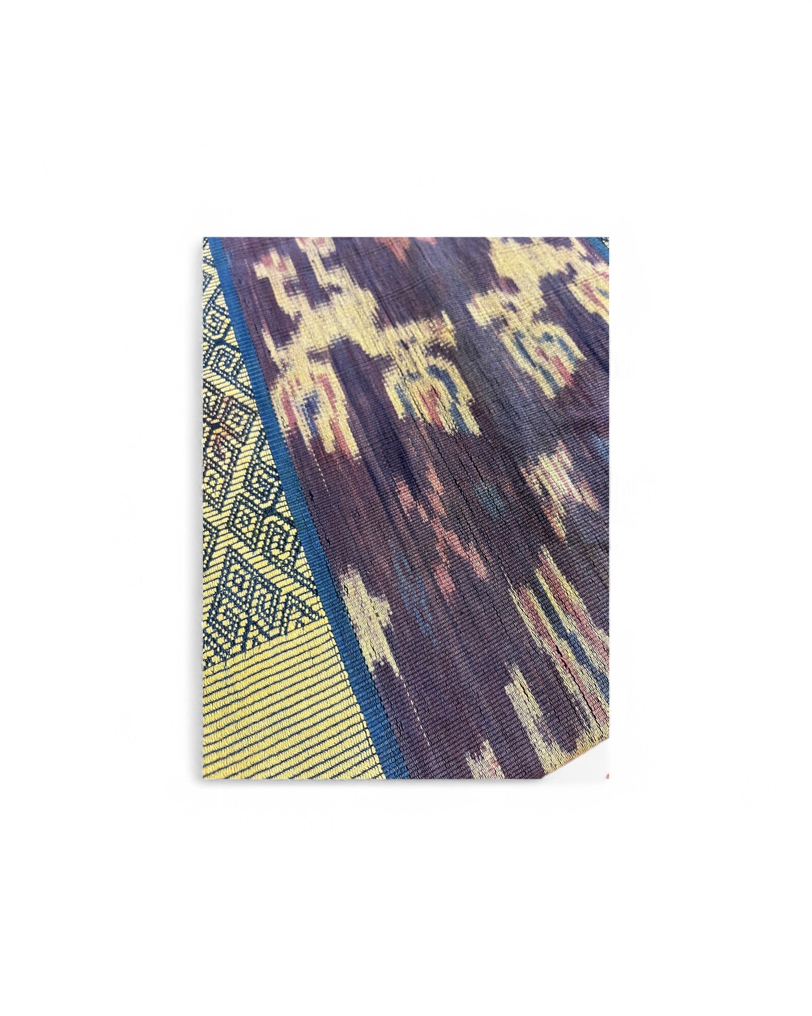 Decorative Table Runner / Wall Tapestry, Ikat, Borracay weave, Hand embroidered beads and shells Dinosoar