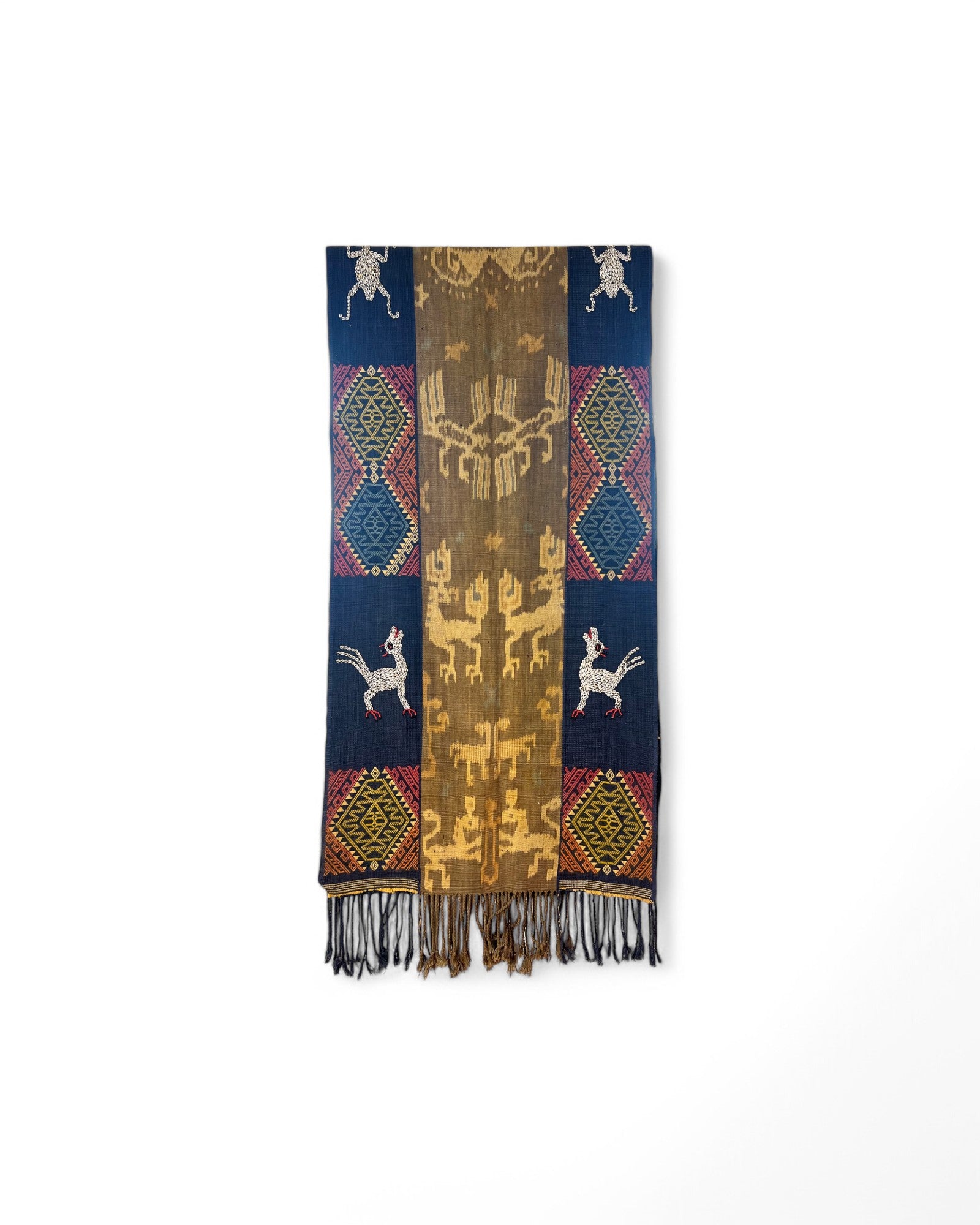 Mythical Creature Beaded Ikat & Borracay Textile Wall Hanging / Table Runner