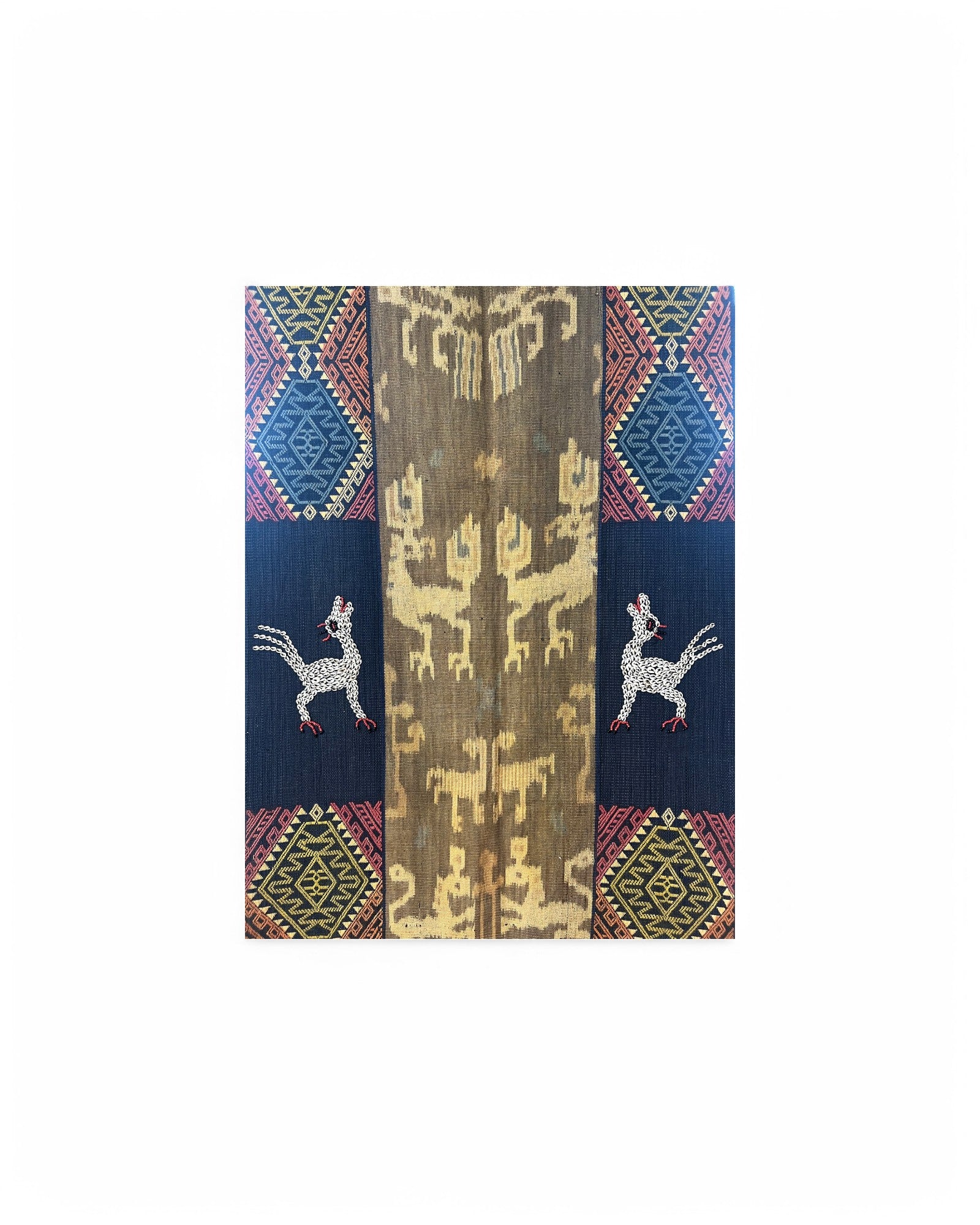 Mythical Creature Beaded Ikat & Borracay Textile Wall Hanging / Table Runner