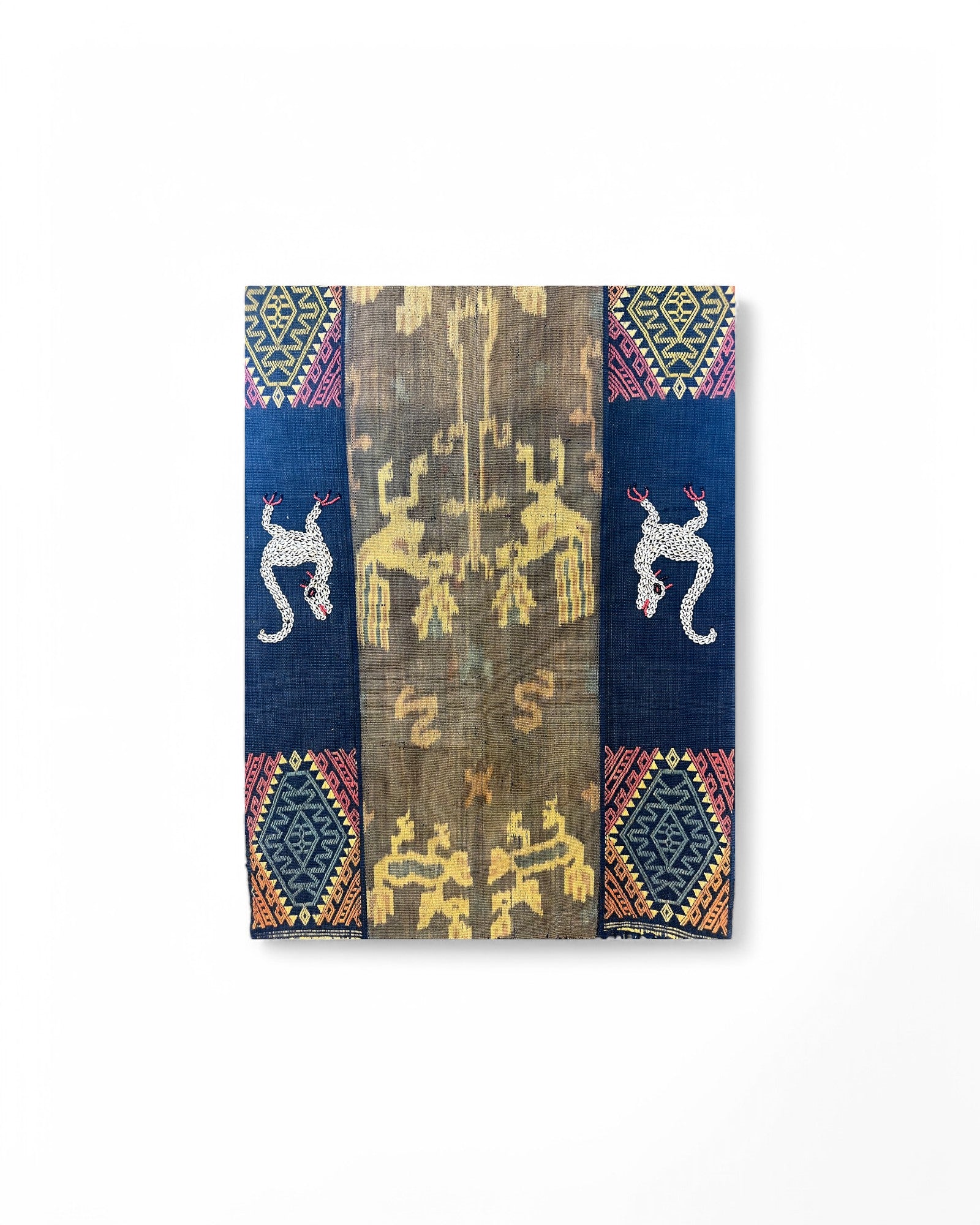 Mythical Creature Beaded Ikat & Borracay Textile Wall Hanging / Table Runner