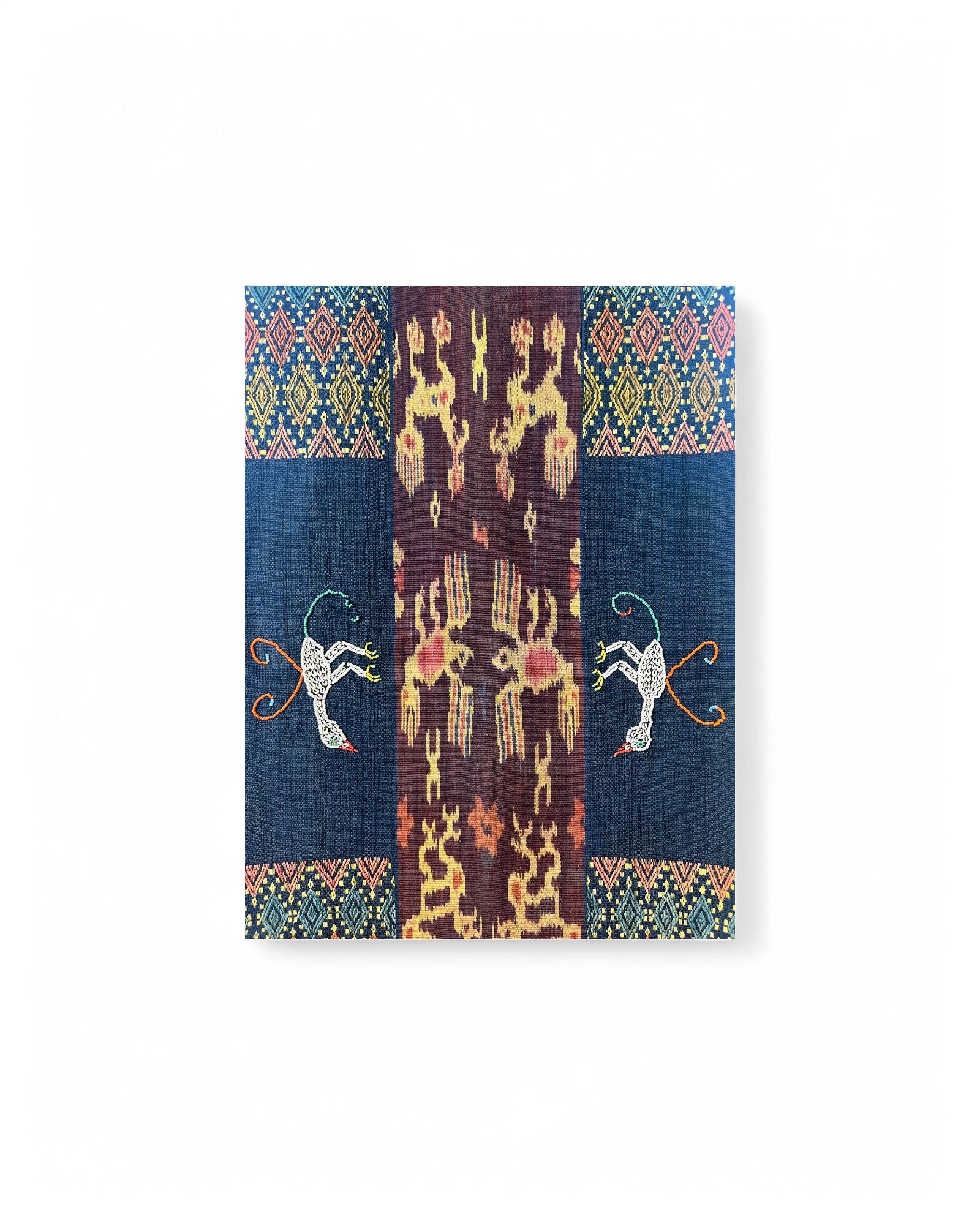 Mythical Bird Beaded Ikat & Borracay Textile Wall Hanging / Table Runner