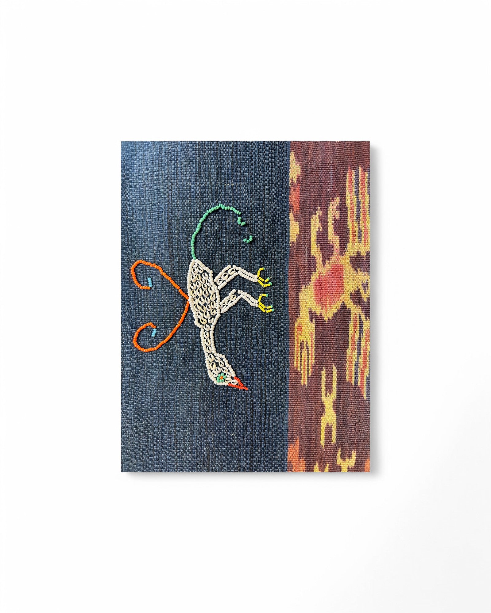 Mythical Bird Beaded Ikat & Borracay Textile Wall Hanging / Table Runner