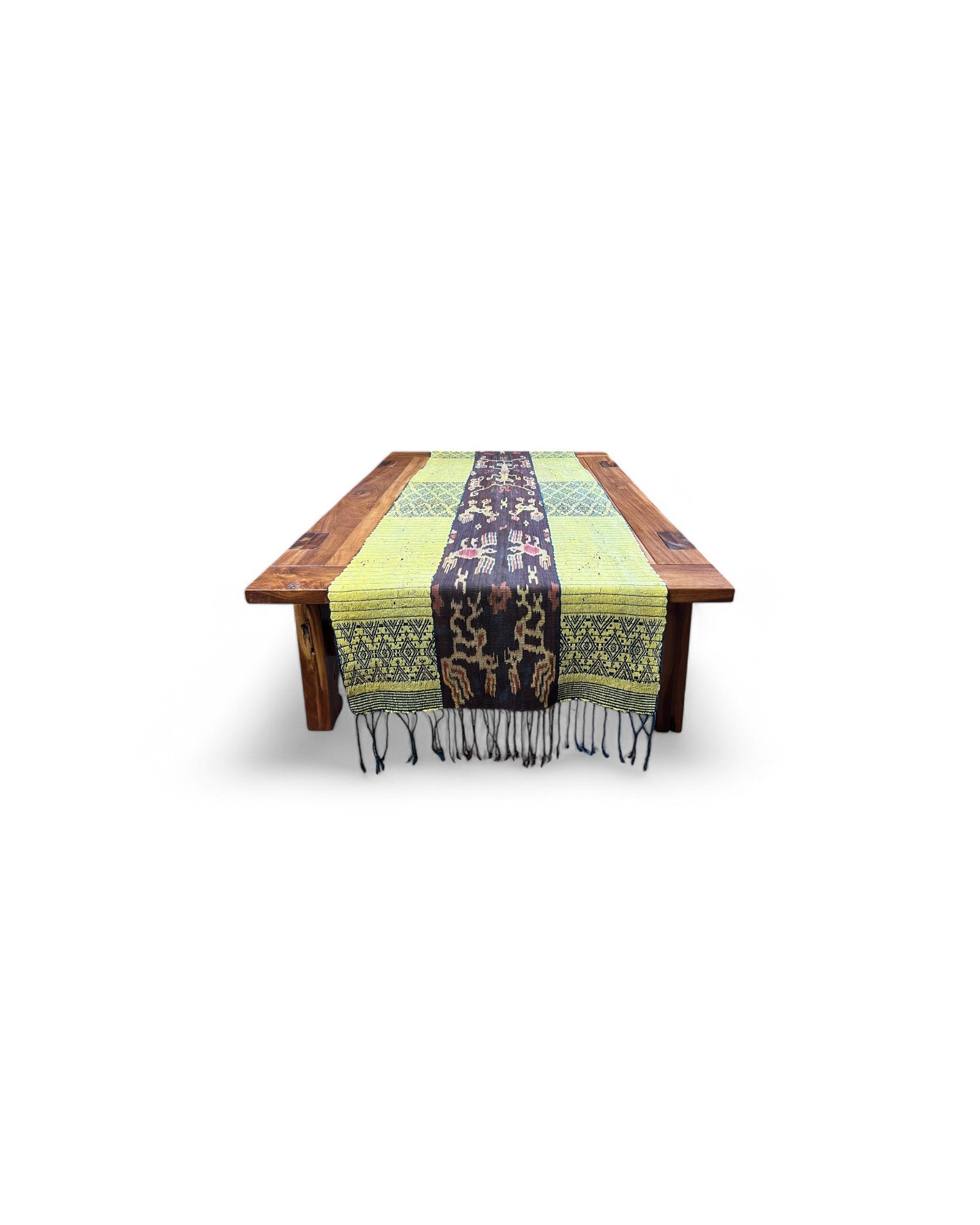 Mythical Bird Beaded Ikat & Borracay Textile Wall Hanging / Table Runner