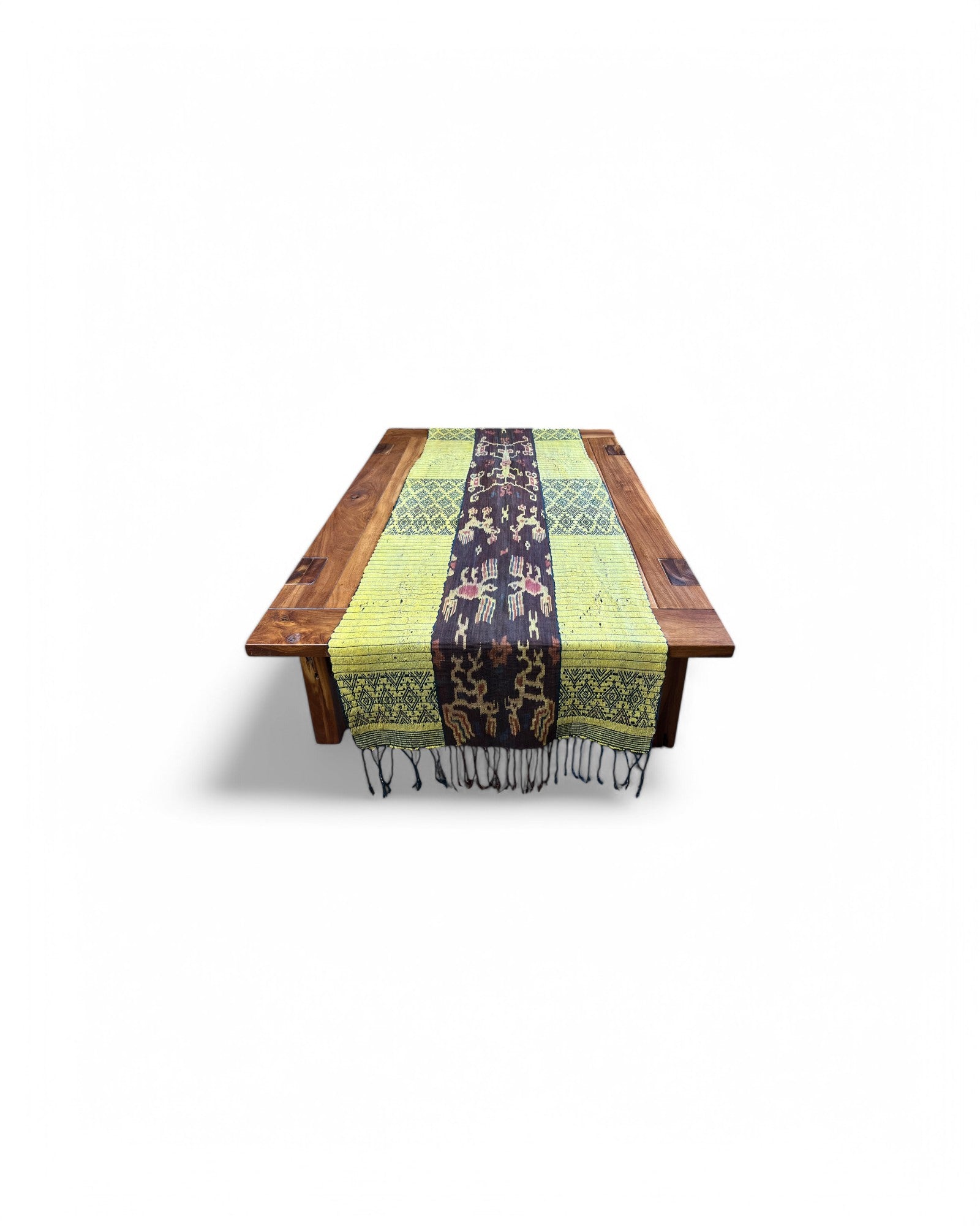 Mythical Bird Beaded Ikat & Borracay Textile Wall Hanging / Table Runner