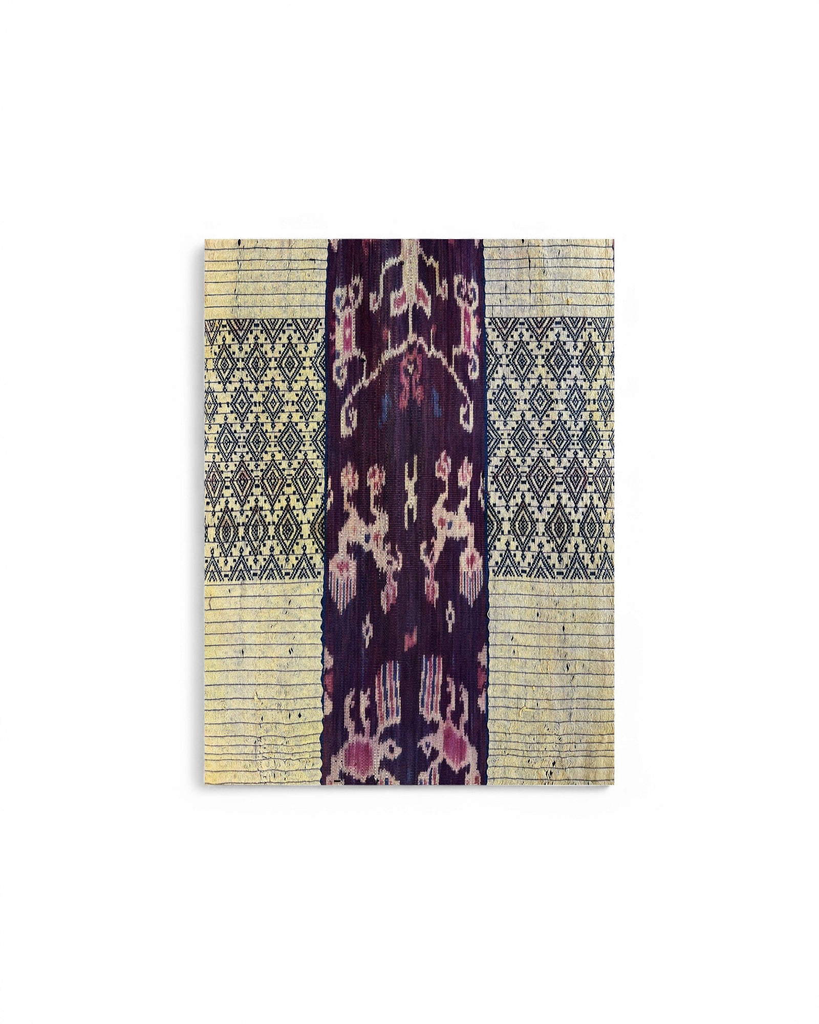 Mythical Bird Beaded Ikat & Borracay Textile Wall Hanging / Table Runner