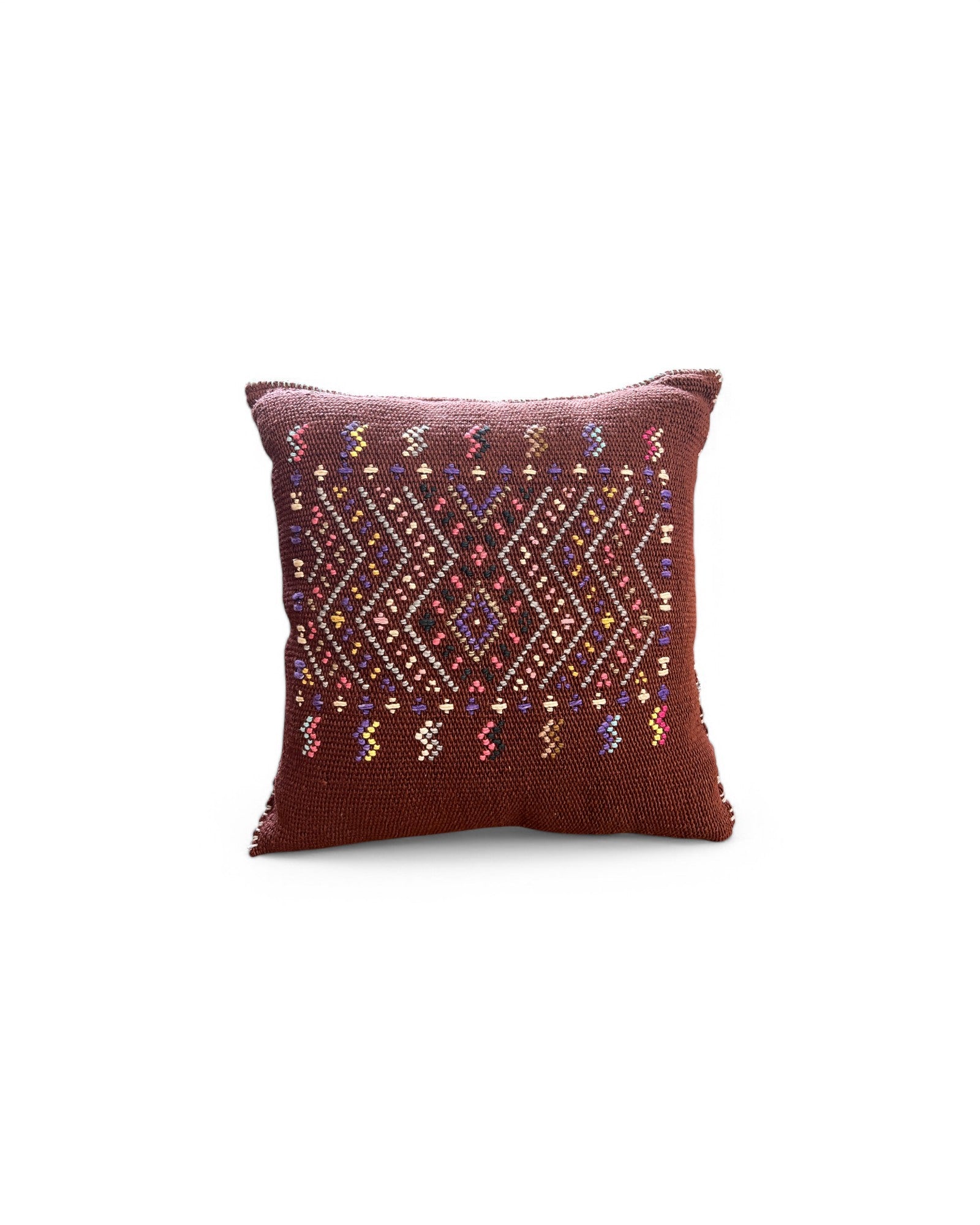 Handwoven Waist Loom Doi Tao Pillow - Brown