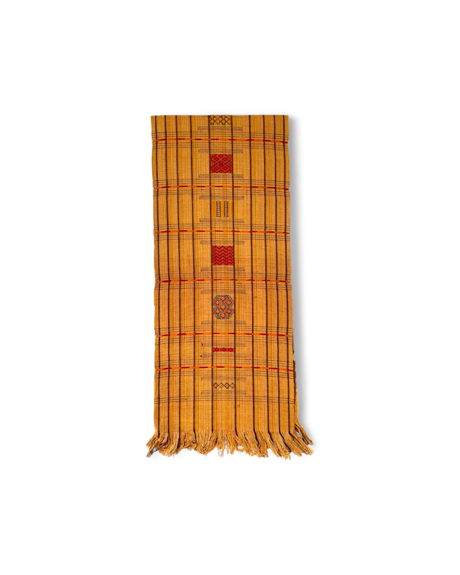 Tan Table cloth tapestry with Indiginous weave - Tan