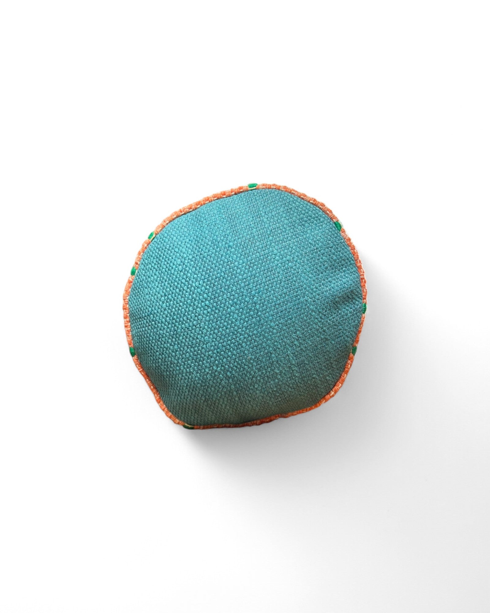 Cylindral Bolster Pillow - Handstiched (Peach & Green Piping)