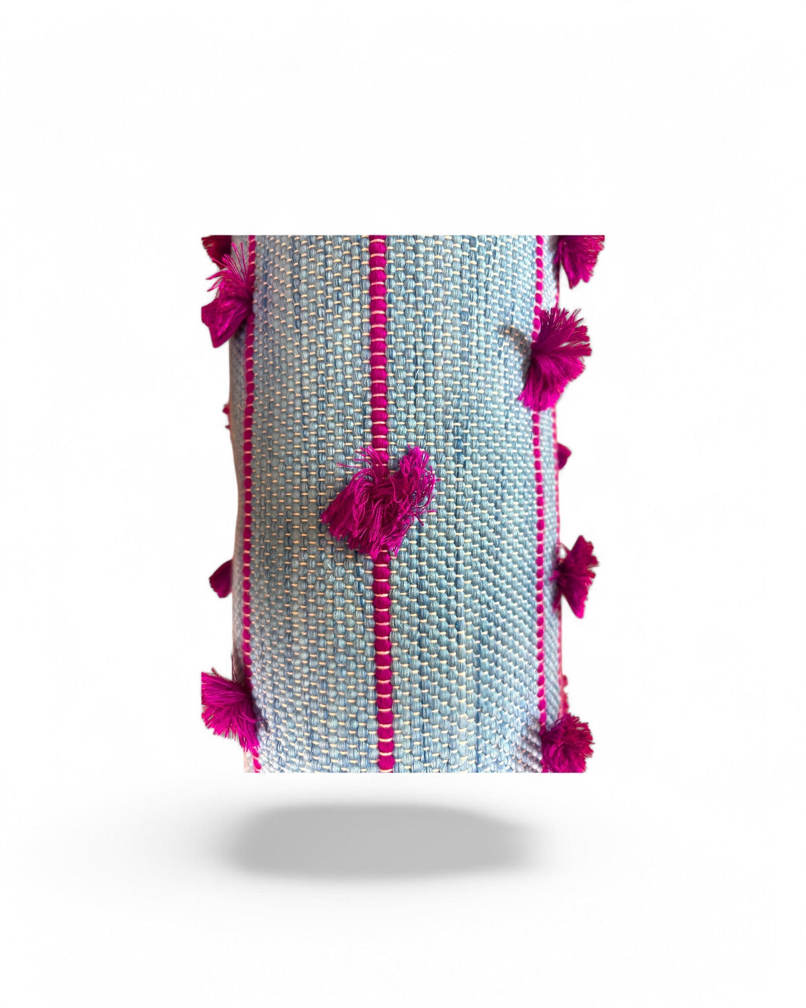 Cylindral Bolster Pillow - Handstiched (Blue & Purple Piping)