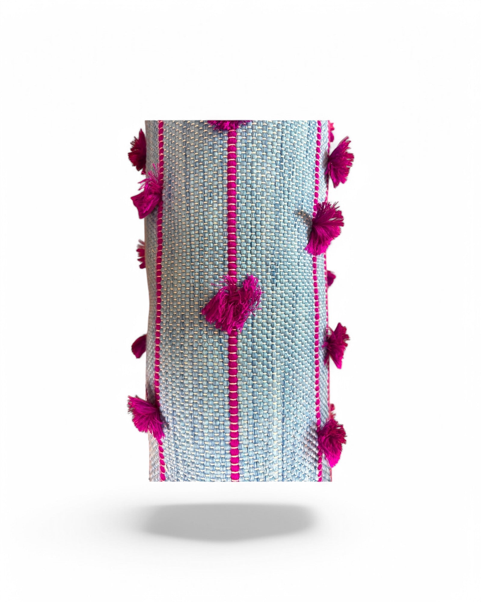 Cylindral Bolster Pillow - Handstiched (Blue & Purple Piping)