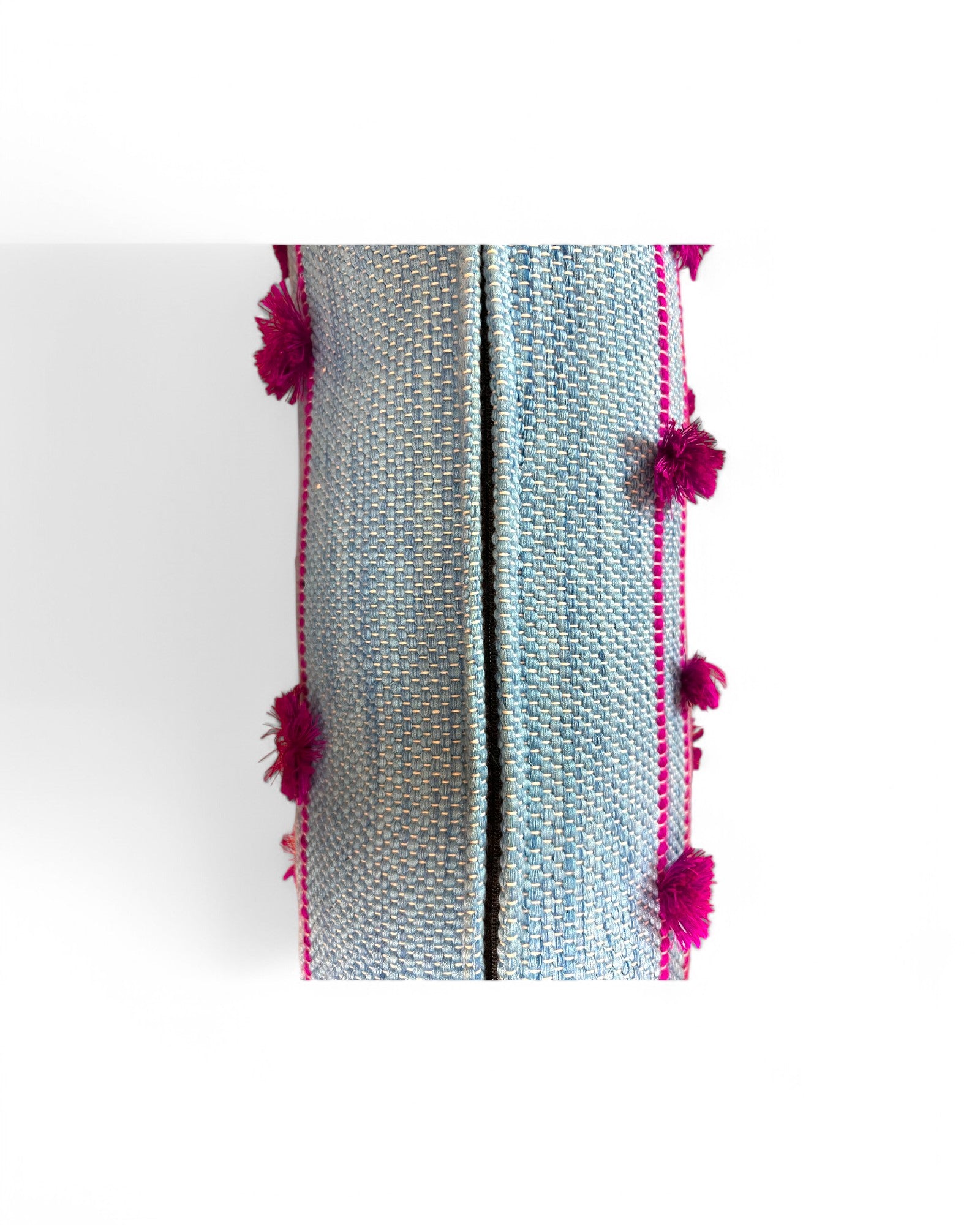Cylindral Bolster Pillow - Handstiched (Blue & Purple Piping)