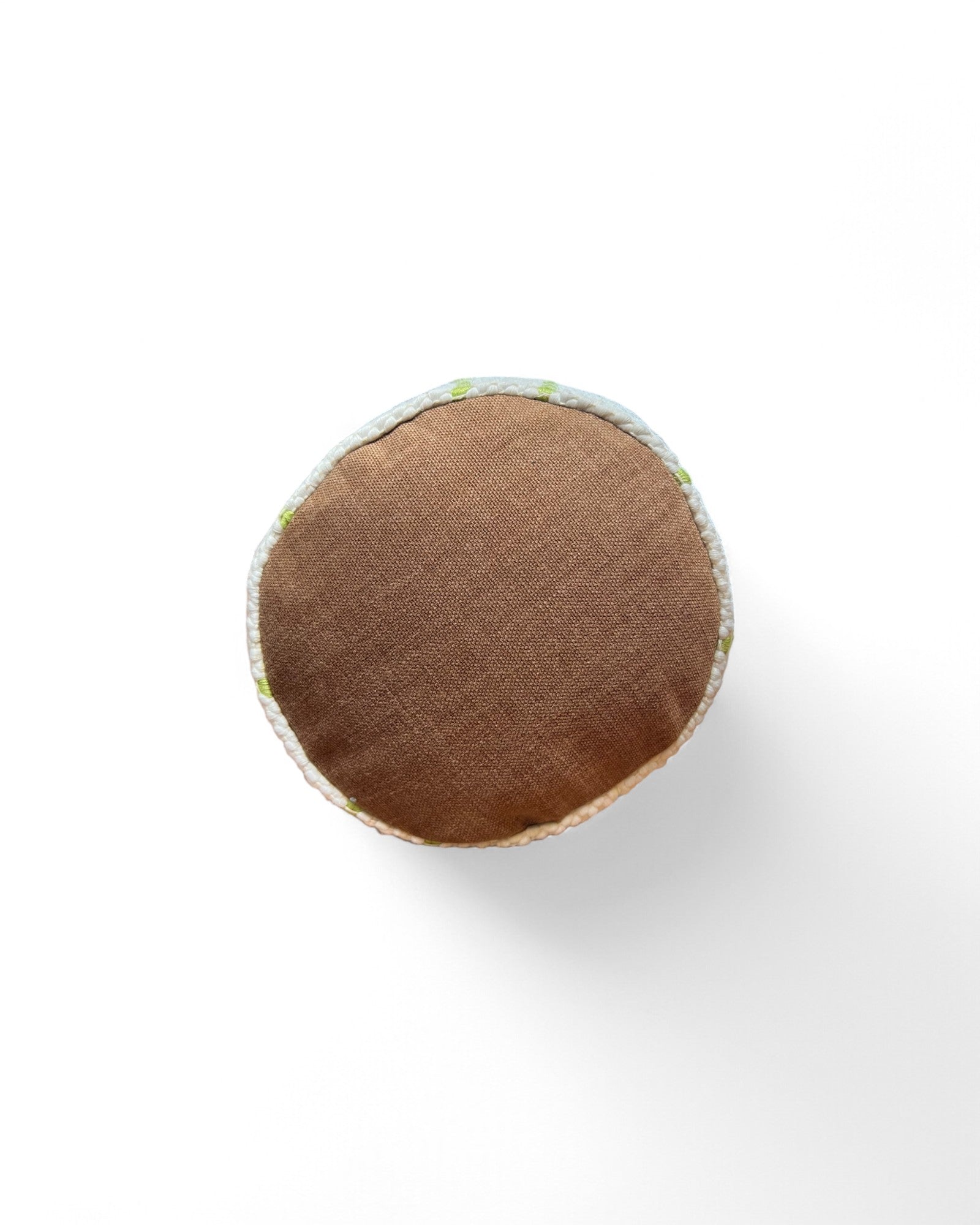 Cylindral Bolster Pillow, Handstiched - White & Lime Green Piping