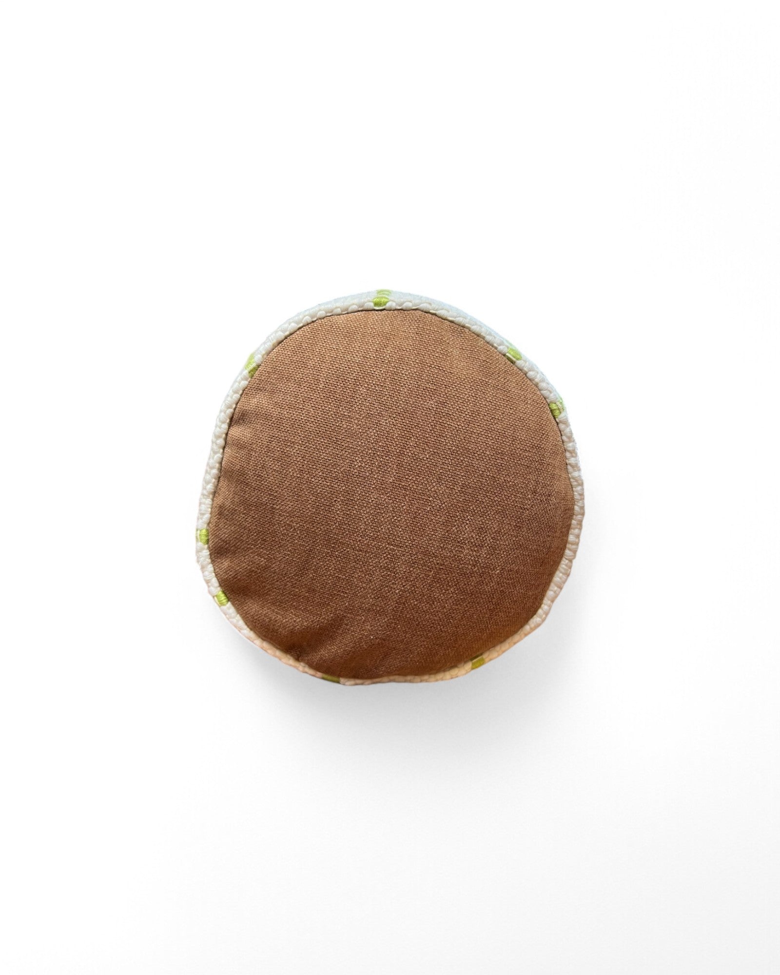 Cylindral Bolster Pillow, Handstiched - White & Lime Green Piping