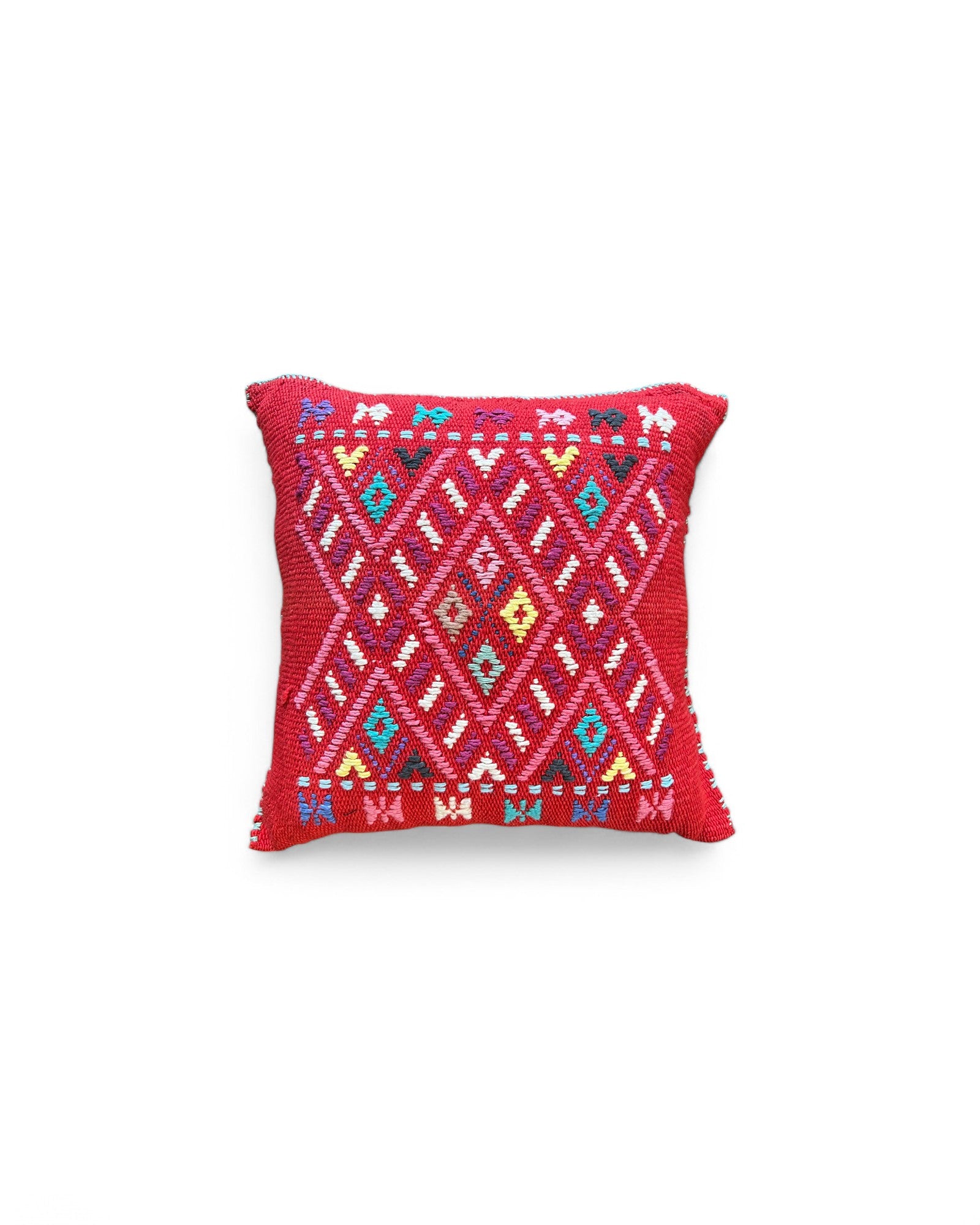 Handwoven Waist Loom Doi Tao Pillow - Red