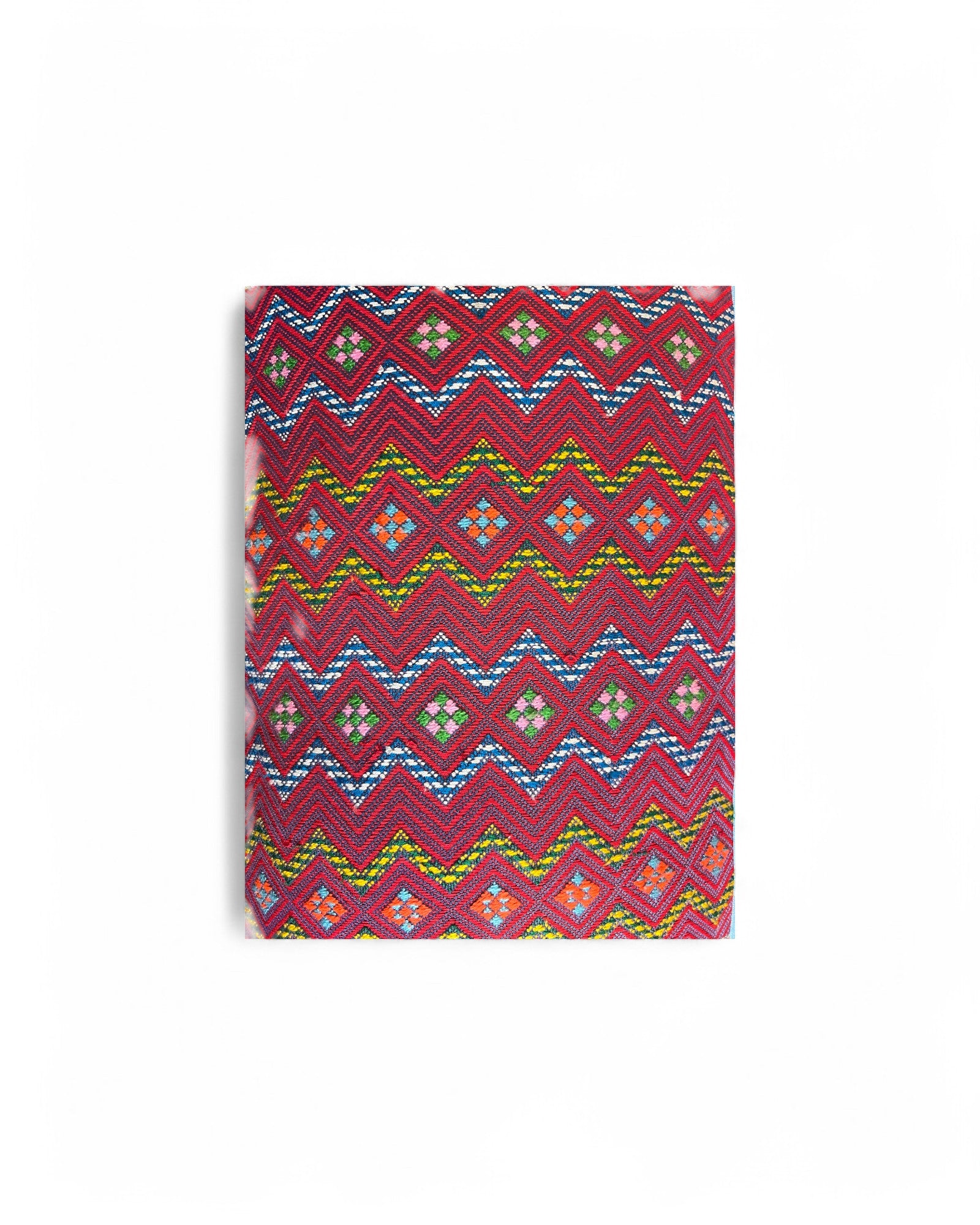 Lumba Cushion with Karen Hilltribe Centrepiece, Multicoloured piping - Light Blue