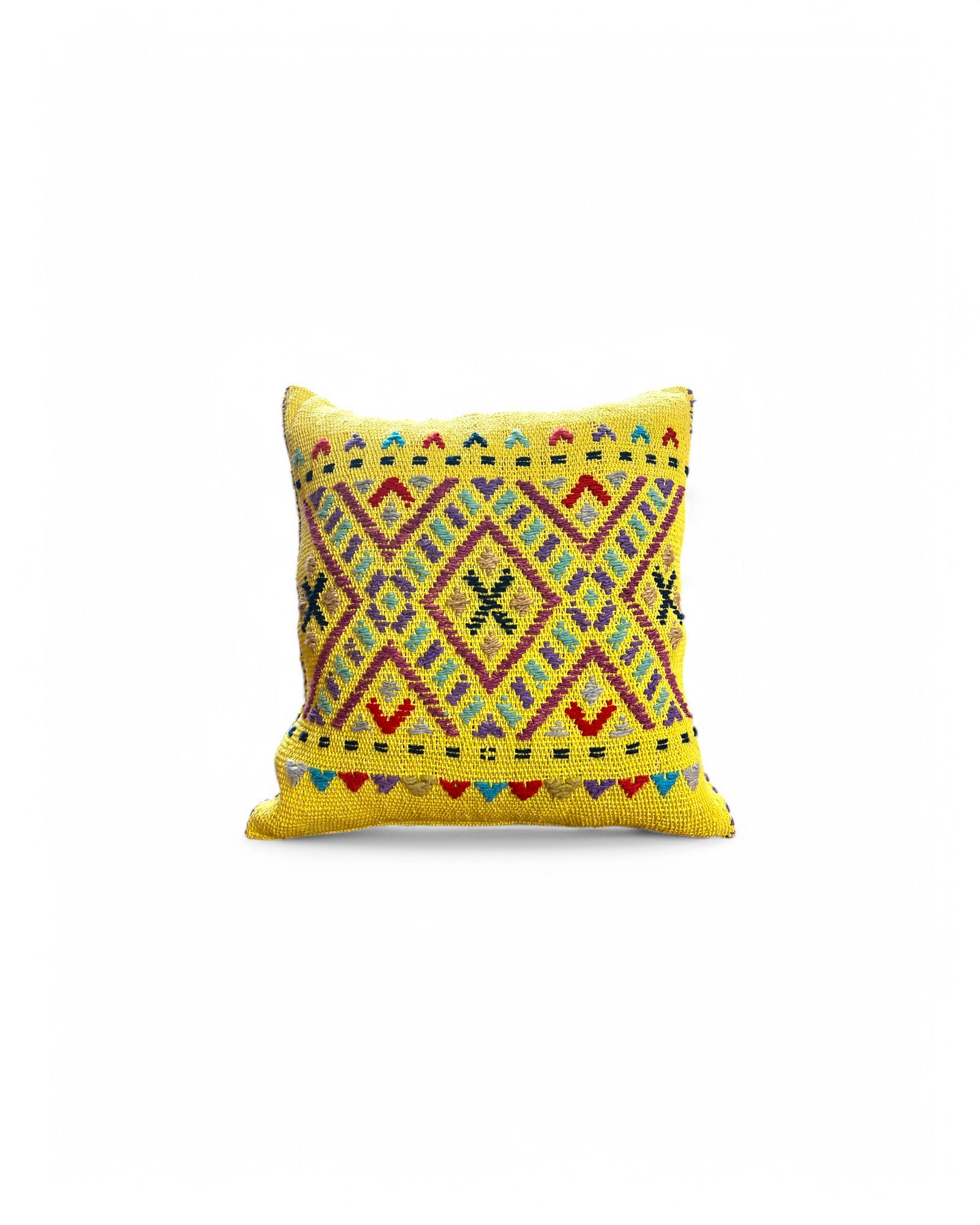Handwoven Waist Loom Doi Tao Pillow - Yellow