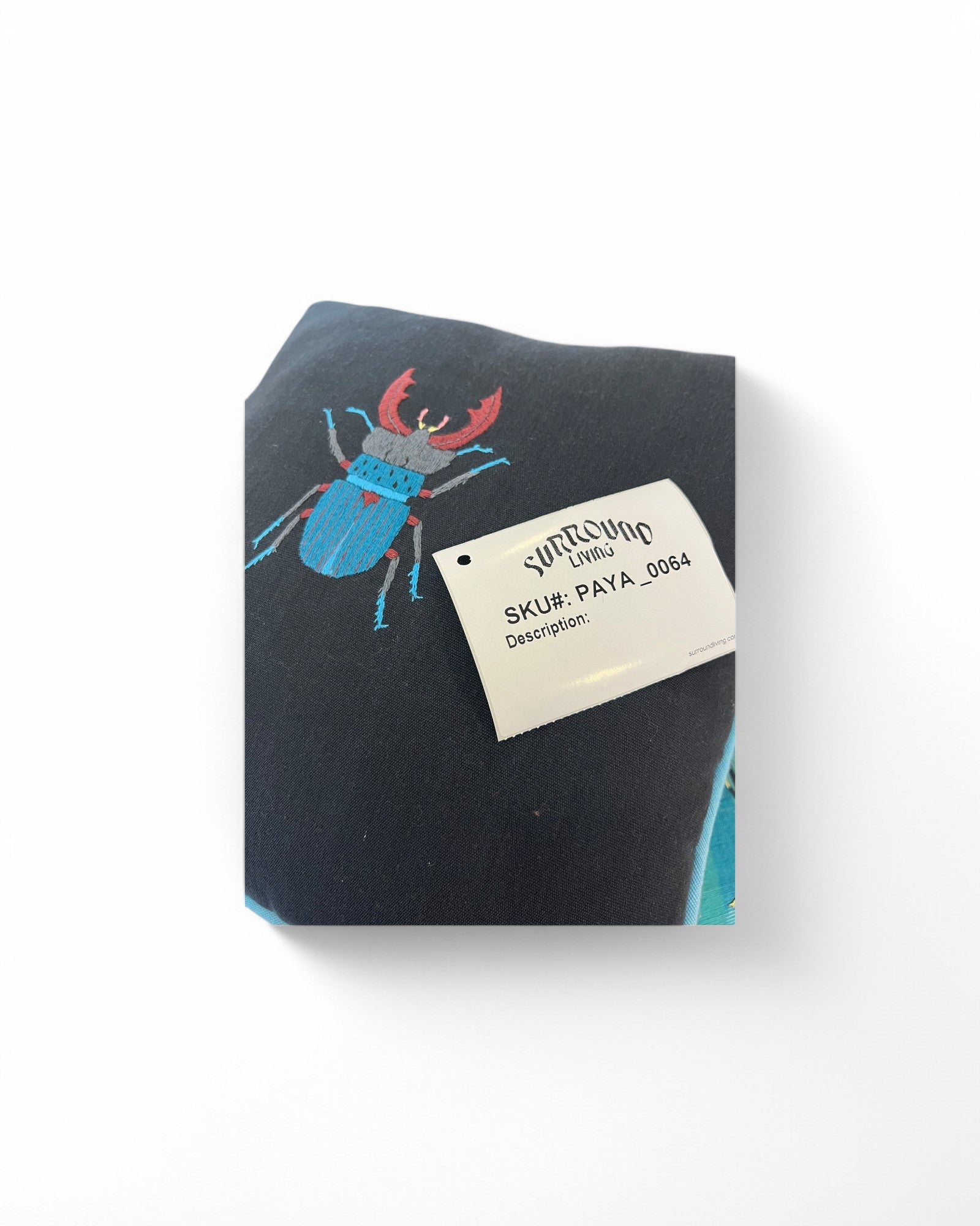 Hand Ebroidered Insect - Beatle (Dark Blue/ Black)