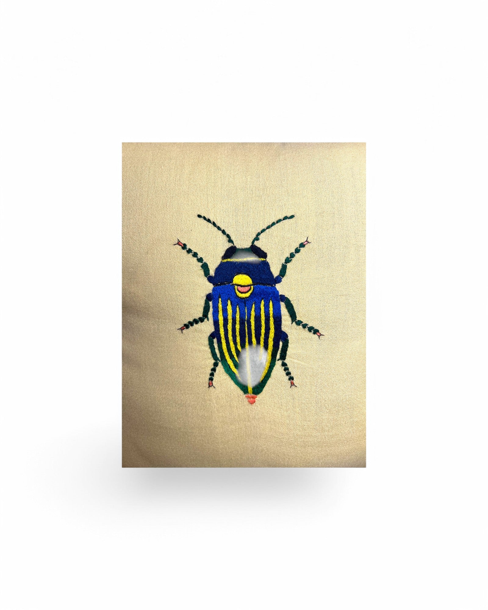 Hand Ebroidered Insect - Cicada (Yellow & Blue with Green Lining)