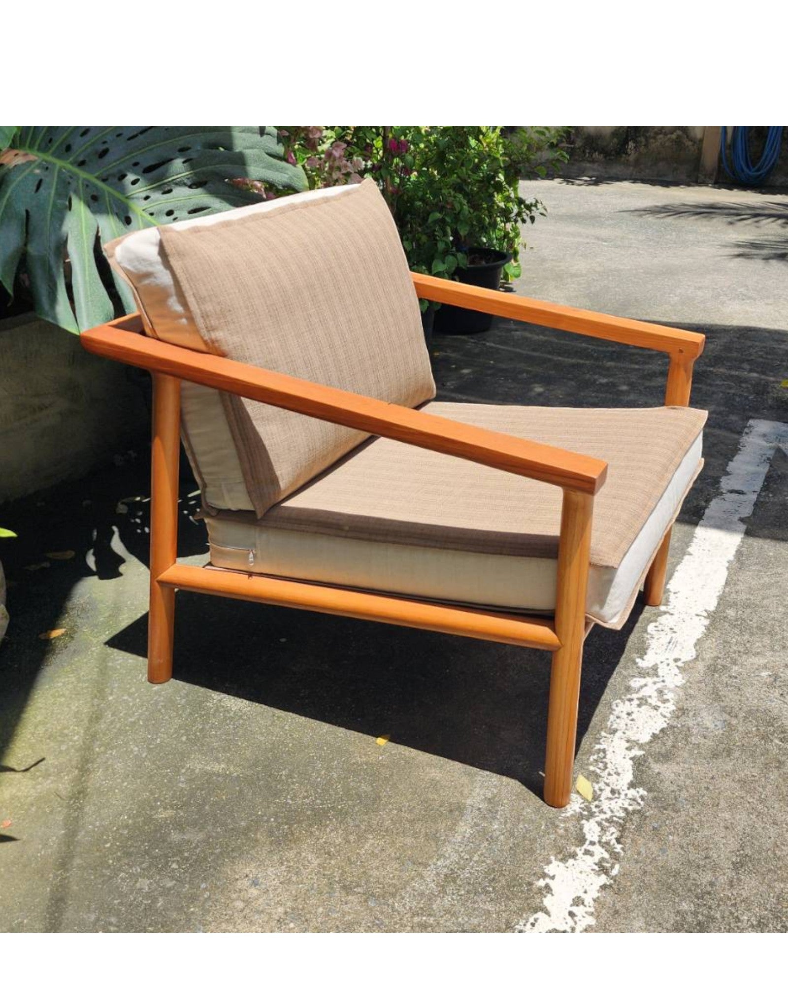 Wheat & Cream Thai Weave Teak Wood Armchair - Surround Living - 10