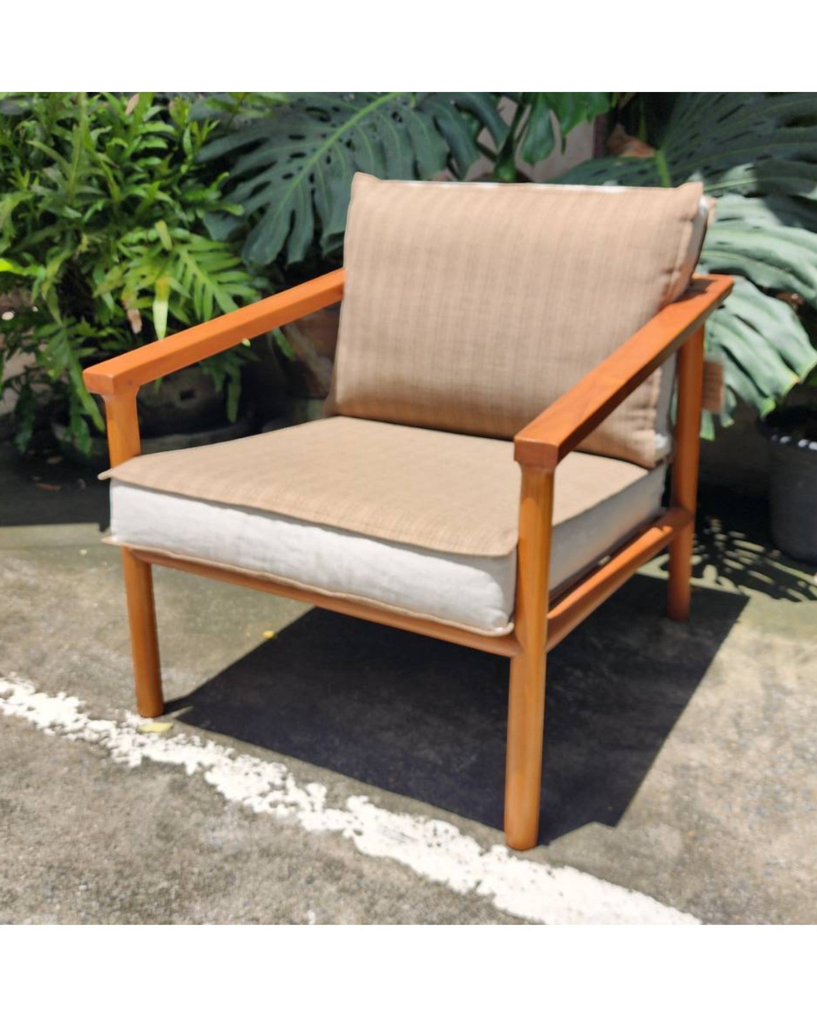 Wheat & Cream Thai Weave Teak Wood Armchair - Surround Living - 15