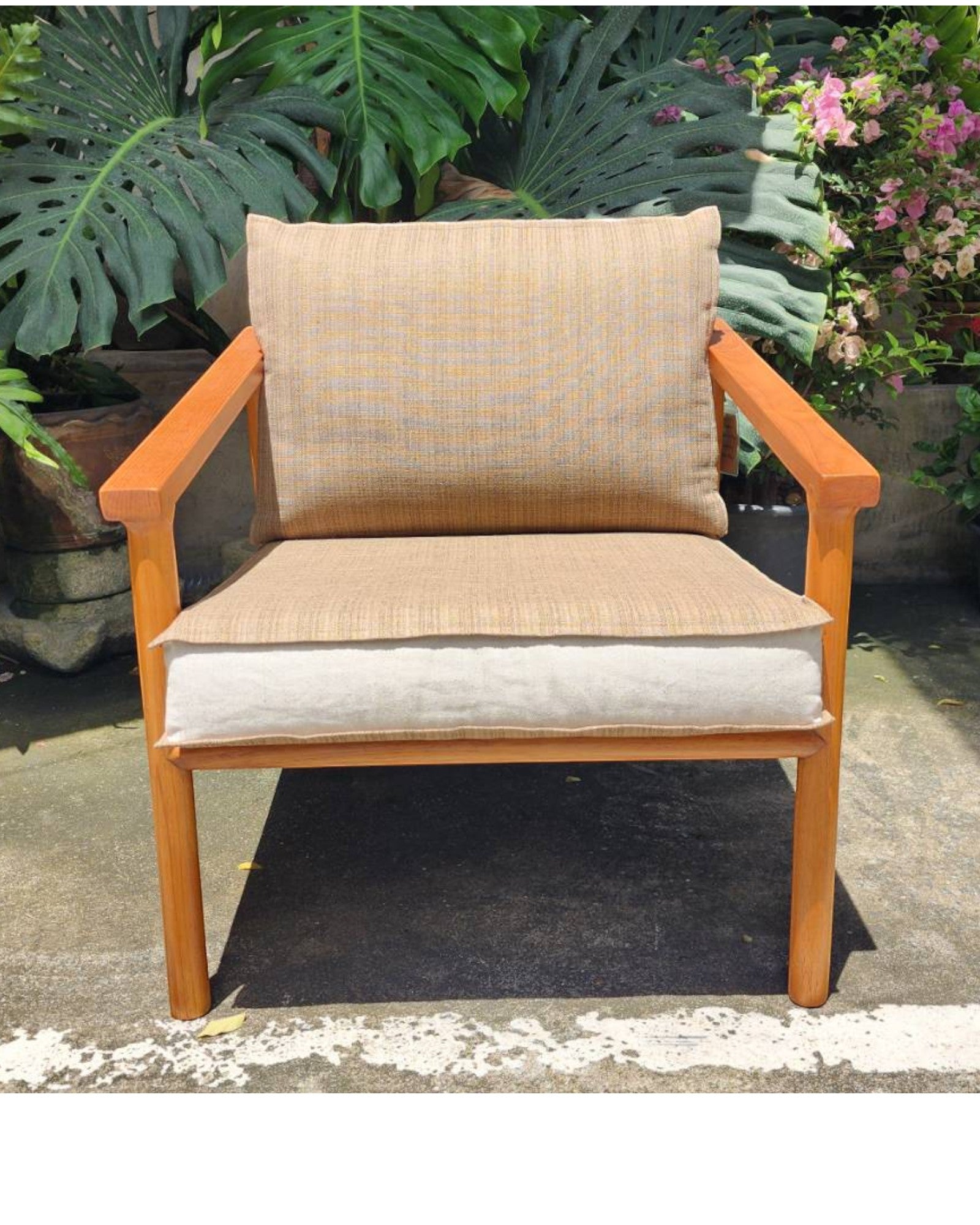 Wheat & Cream Thai Weave Teak Wood Armchair - Surround Living - 2