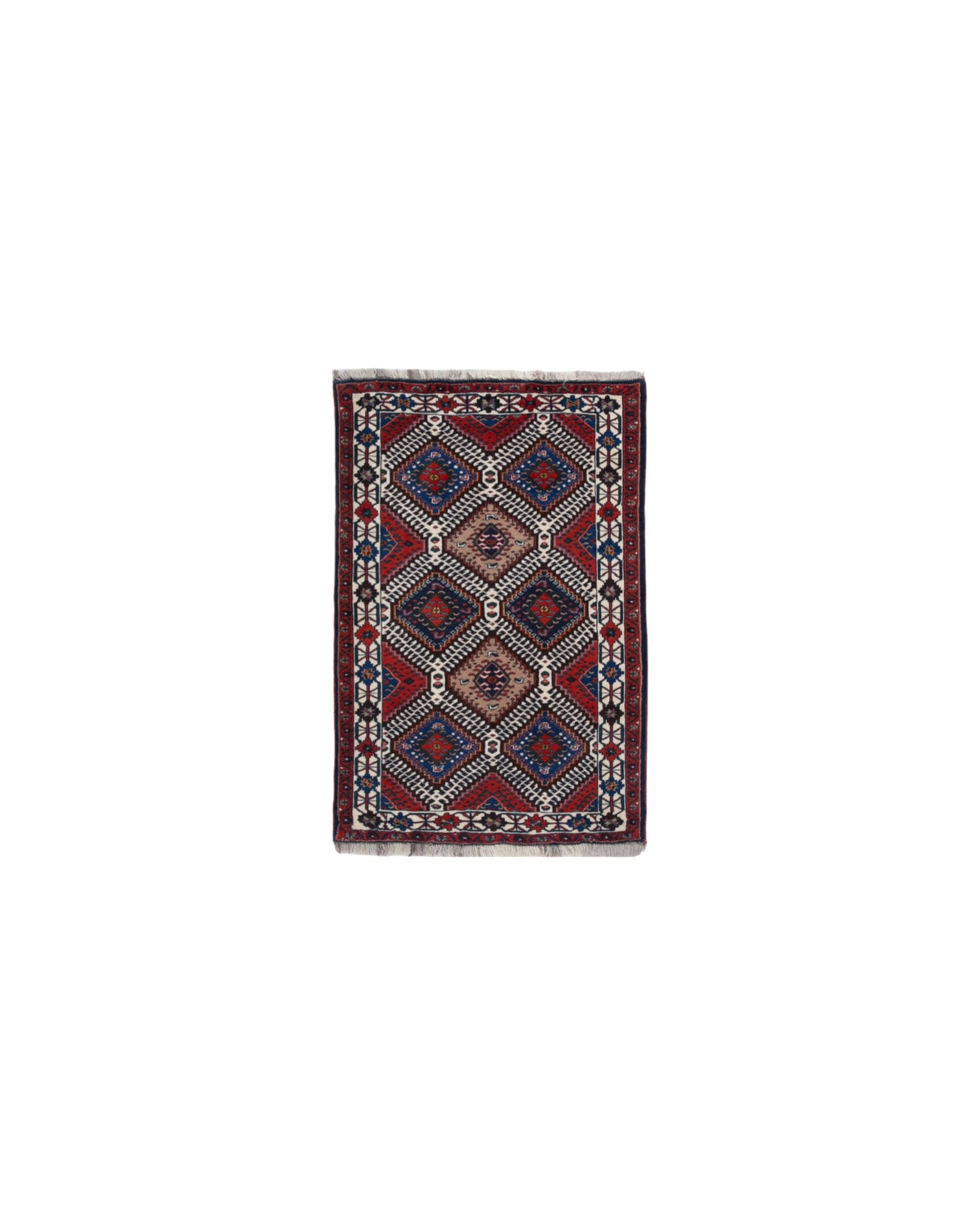 Tribal Yalameh-Style Diamond Lattice Rug | 161 x 107cm