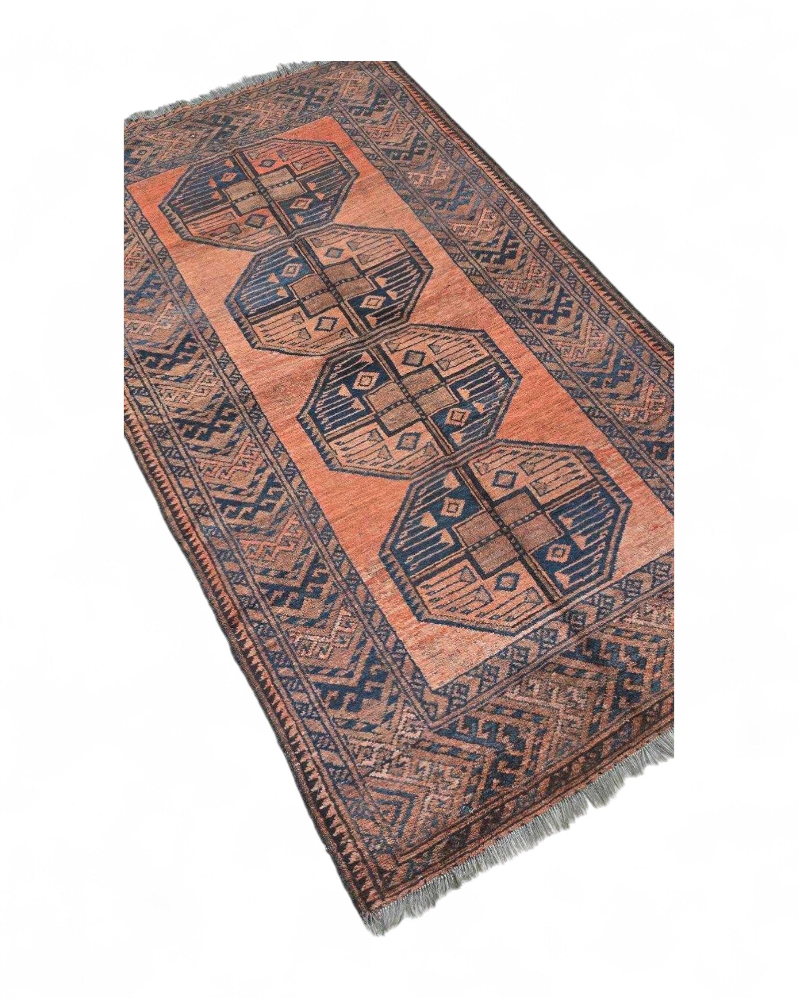Vintage Afghan Tribal Octagon Rug | 116 x 203 cm